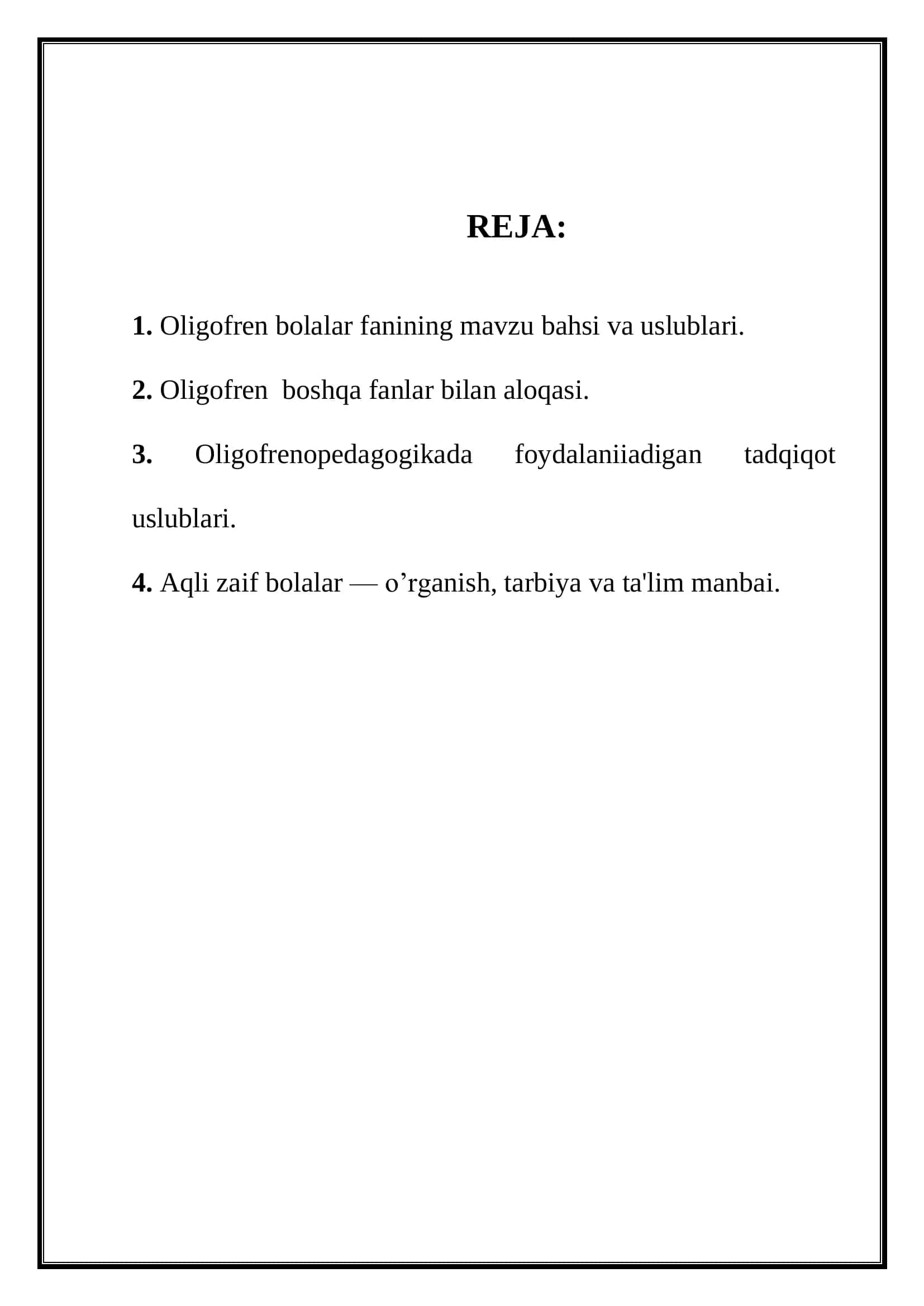 "Oligofrenopedagogika faninig maqsad va vazifalari" 2