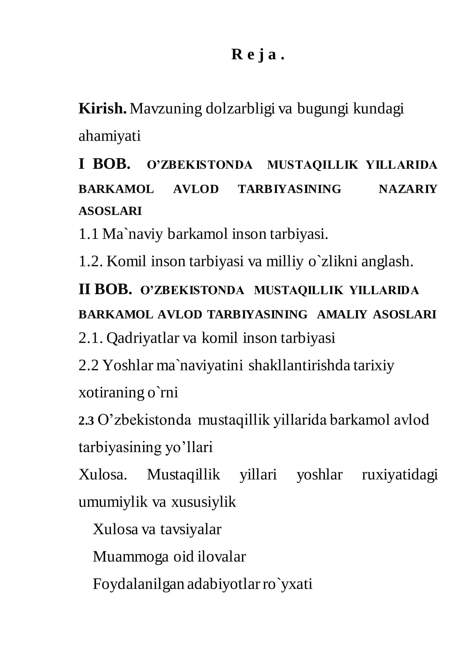 "O’ZBEKISTONDA MUSTAQILLIK YILLARIDA BARKAMOL AVLOD TARBIYASINING YO’LLARI" 2