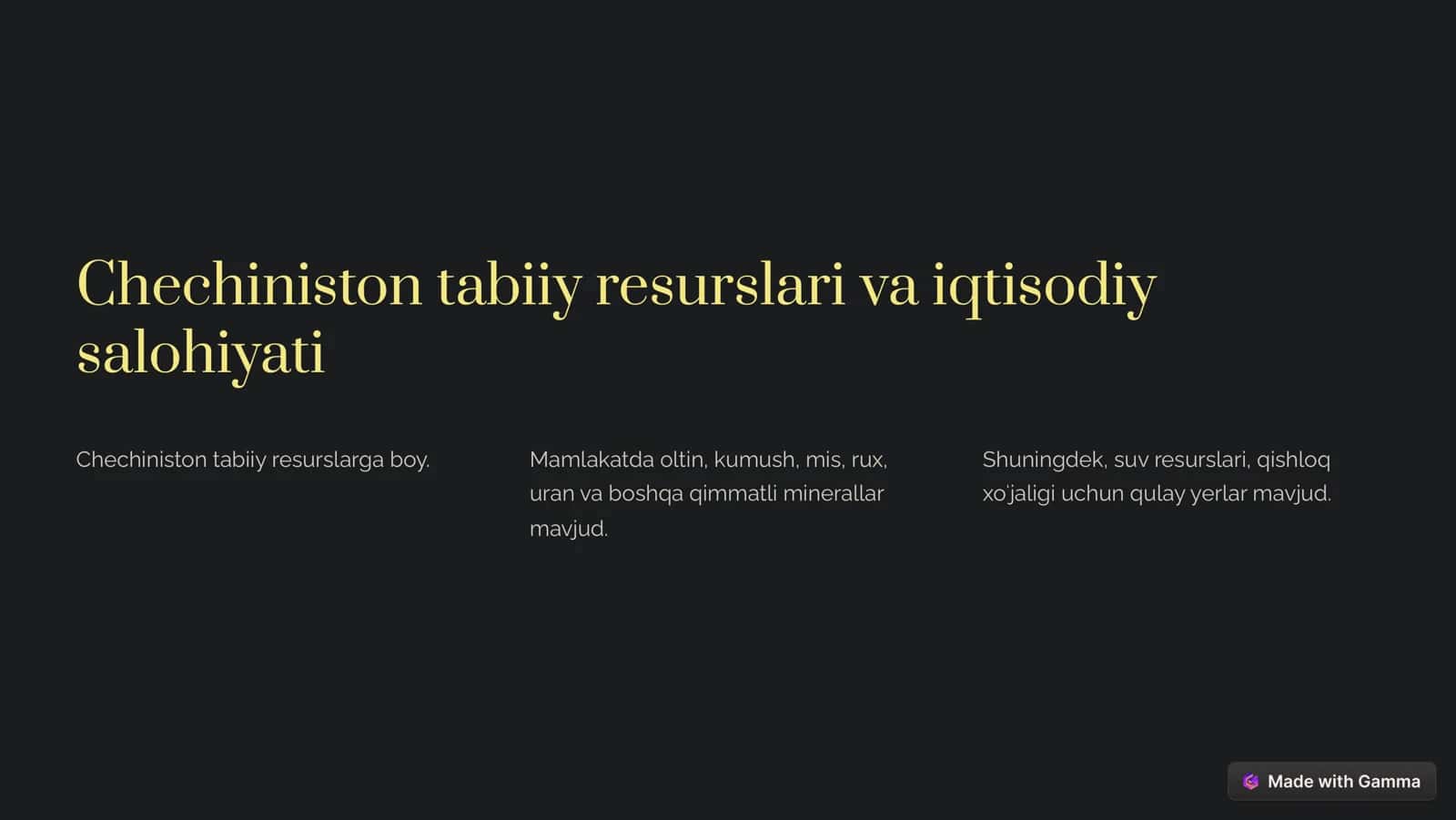 Chechiniston iqtisodiyoti va geografik oʻrni 2