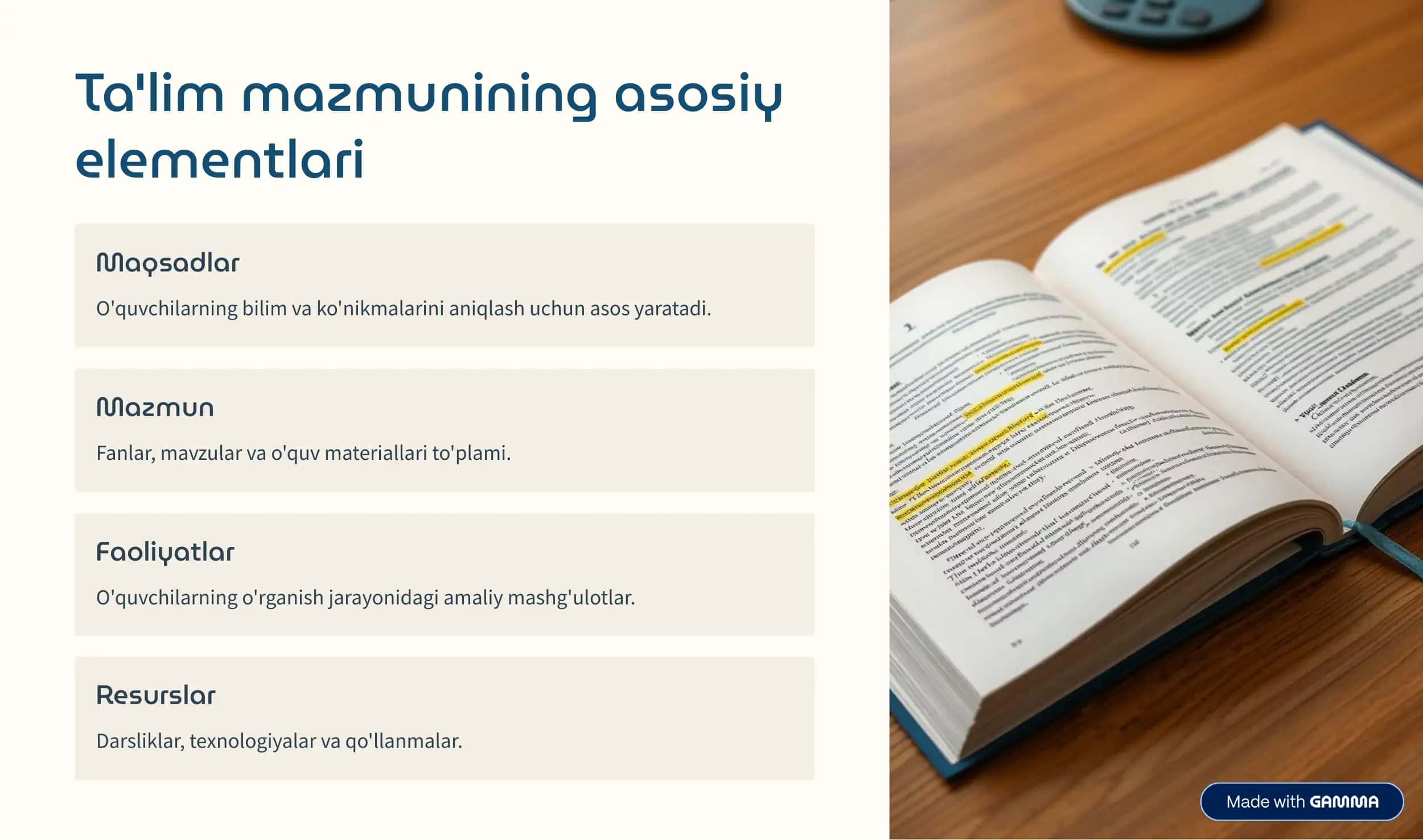 Ta'lim va o'qitish mazmuni 2