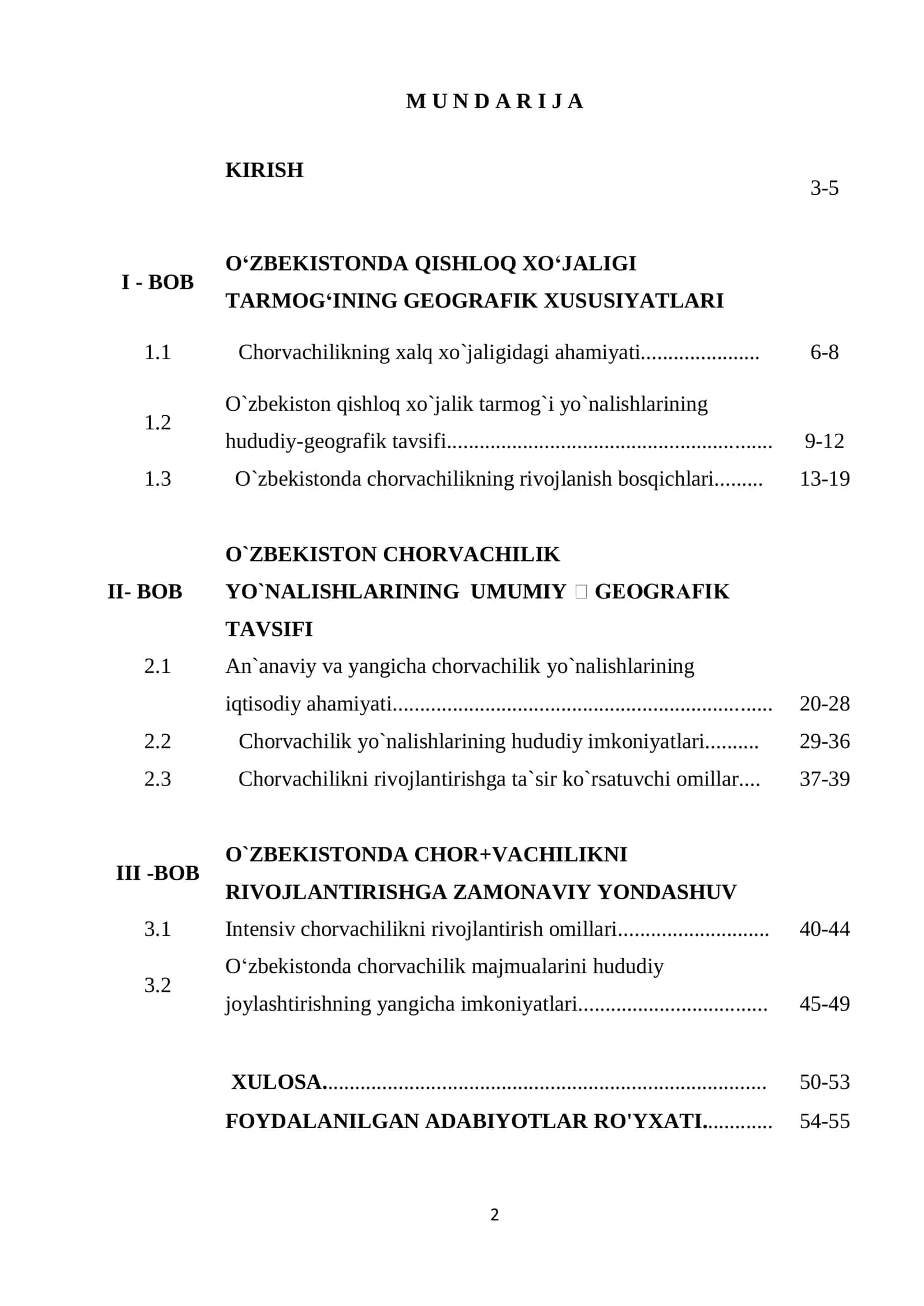 O‘zbekistonda chorvachilik tarmog‘ining joylashishi va rivojlantirish xususiyatlari 2