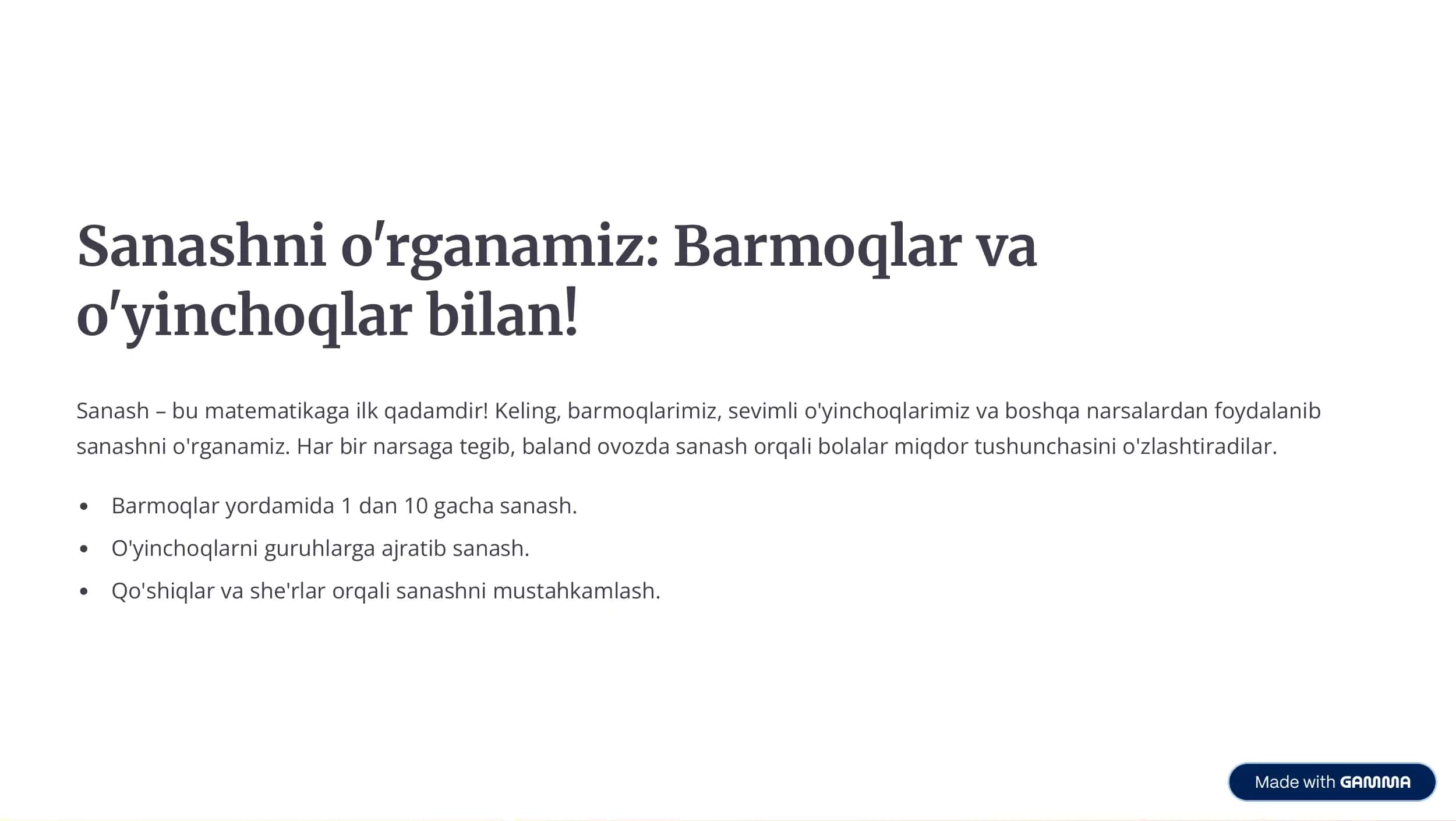 Bolalarda elementar matematik tasavvurlarni shakllantirish (slayd) 2