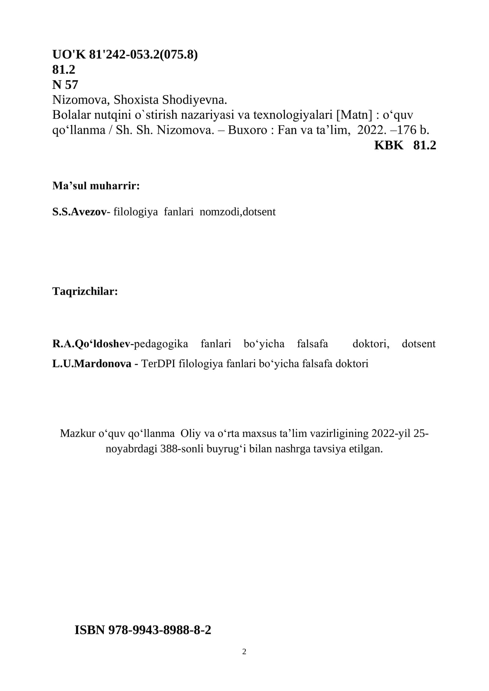 BOLALAR NUTQINI O‘STIRISH NAZARIYASI VA TEXNOLOGIYALARI 2