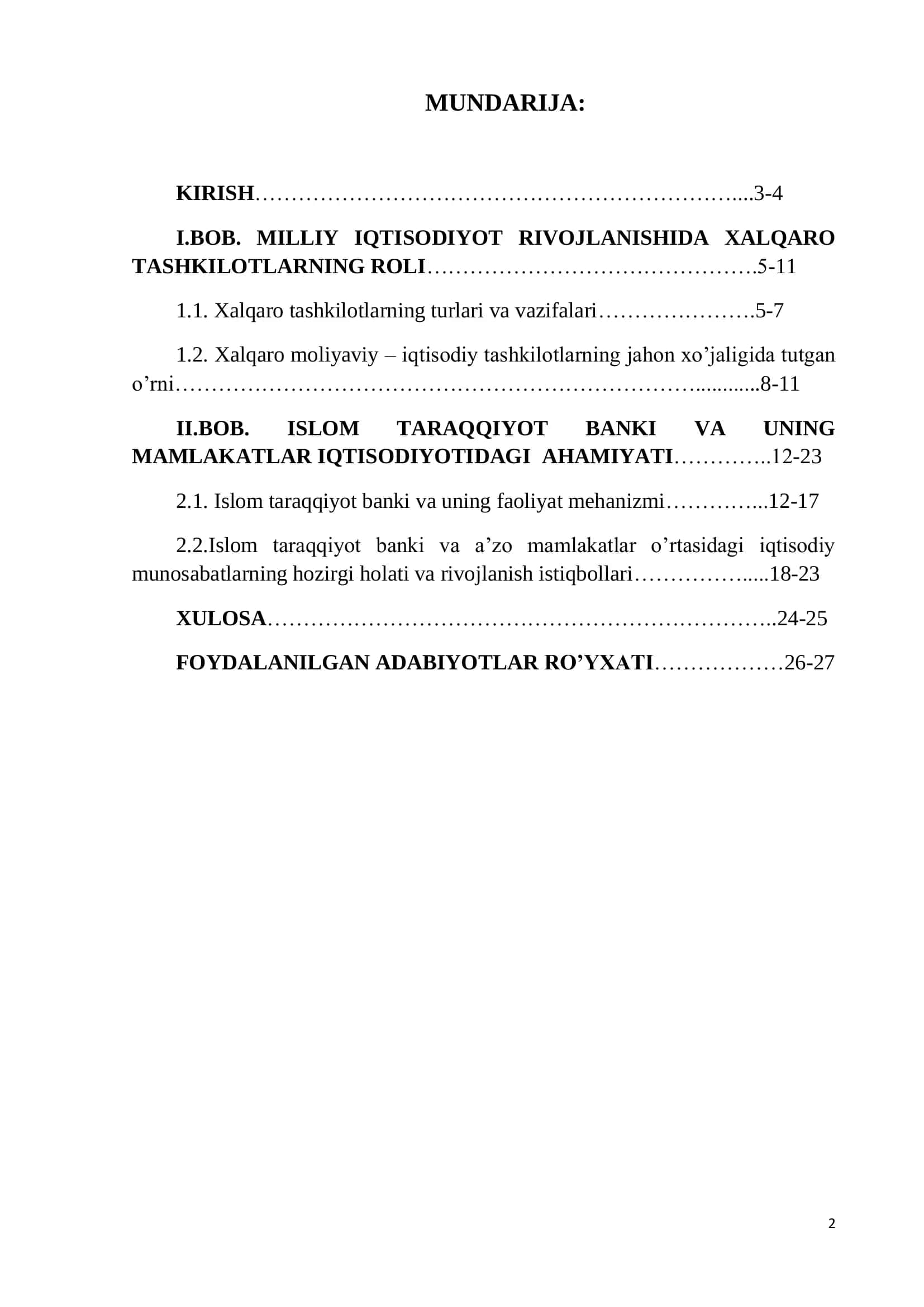 Islom Taraqqiyot Banki va uning Mamlakatlar Iqtisodiyotidagi Ahmiyati 2