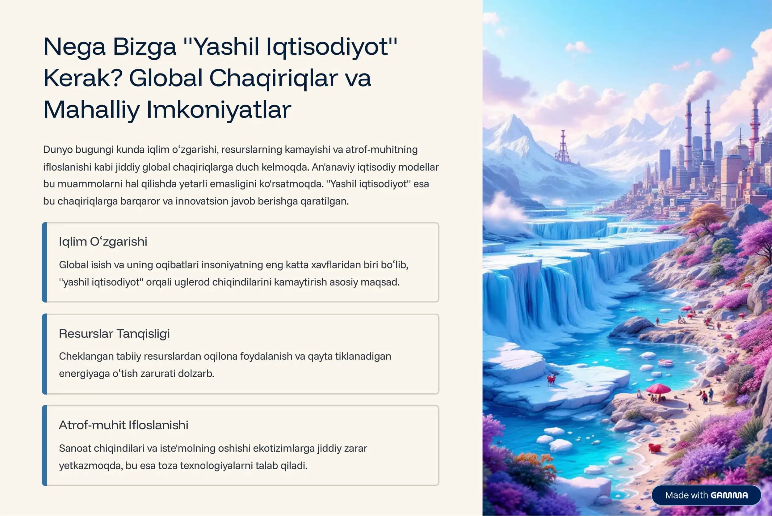Yashil Iqtisodiyotga O»tish: Zaruriyat, Tamoyillar va Dastaklari 2