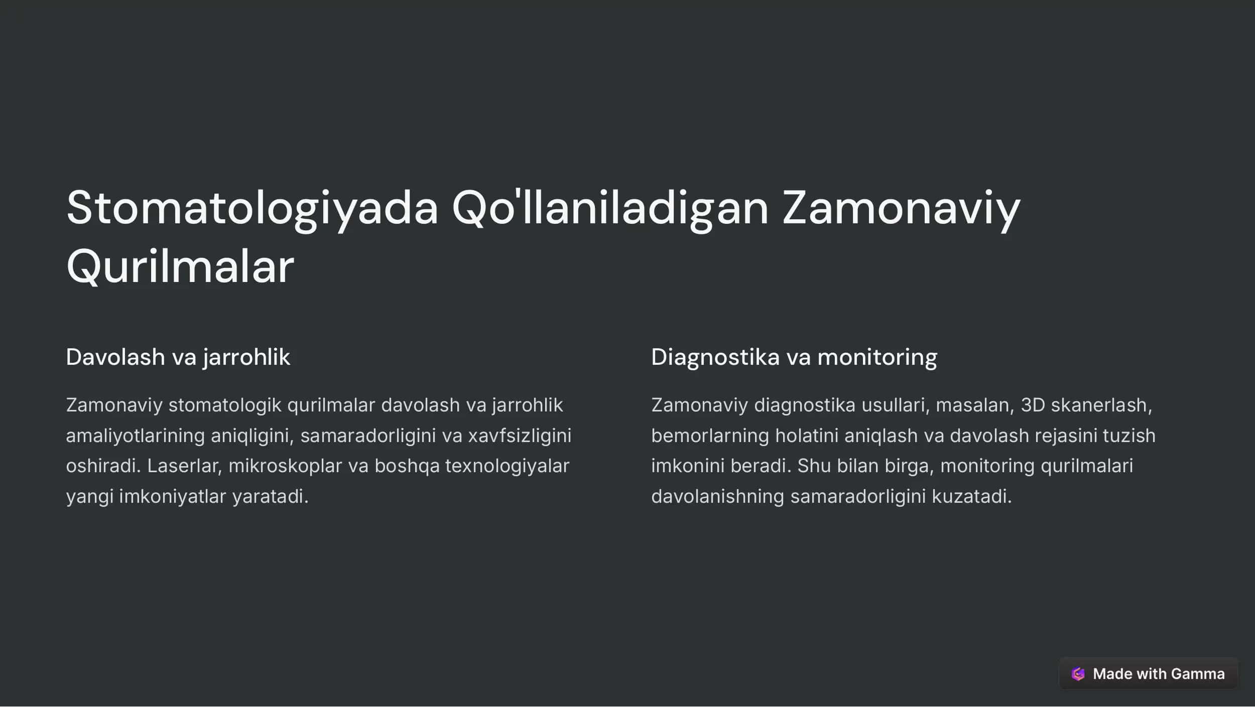 ZAMONAVIY STOMATOLOGIK QURILMALAR 2