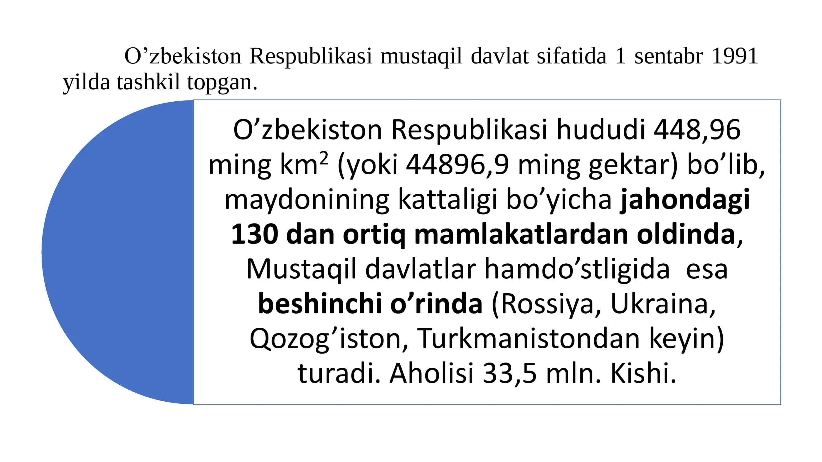 O’zbekiston Respublikasining geografik o’rni, hududiy bo’linishi, iqlimi va aholisi 2