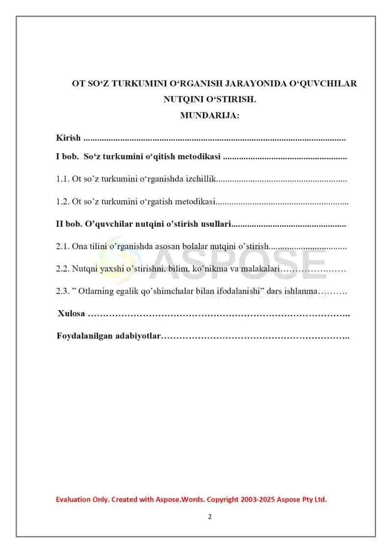 Ot so‘z turkumini o‘rganish jarayonida o‘quvchilar nutqini o‘stirish 2
