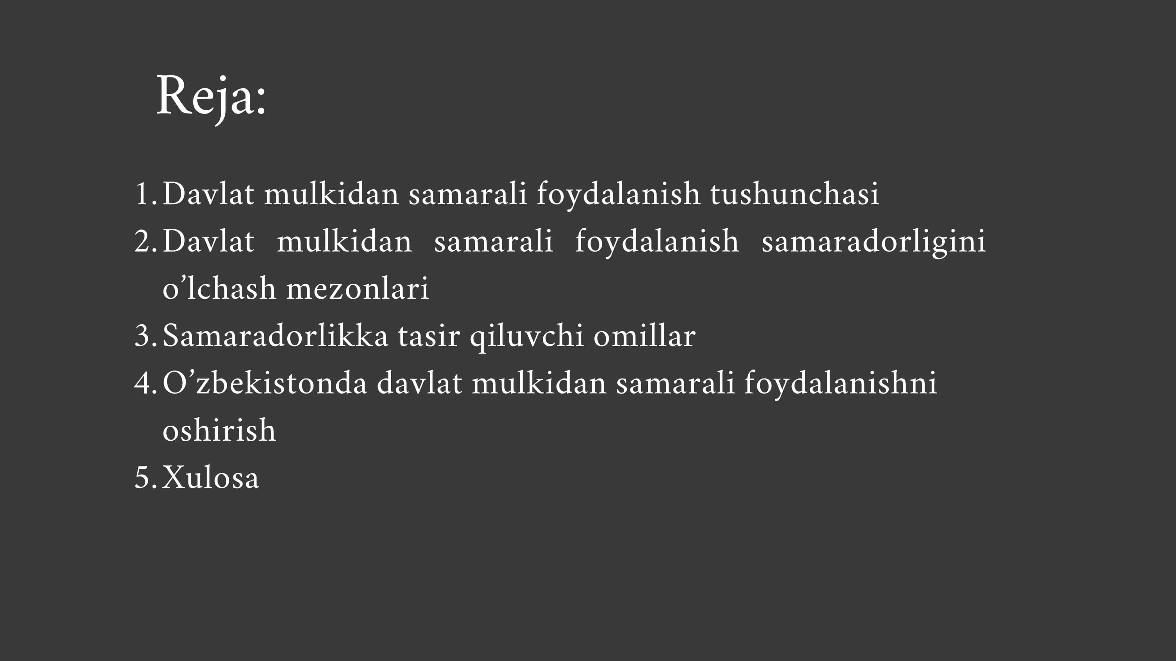 Davlat mulkidan samarali foydalanish ko’rsatkichi 2