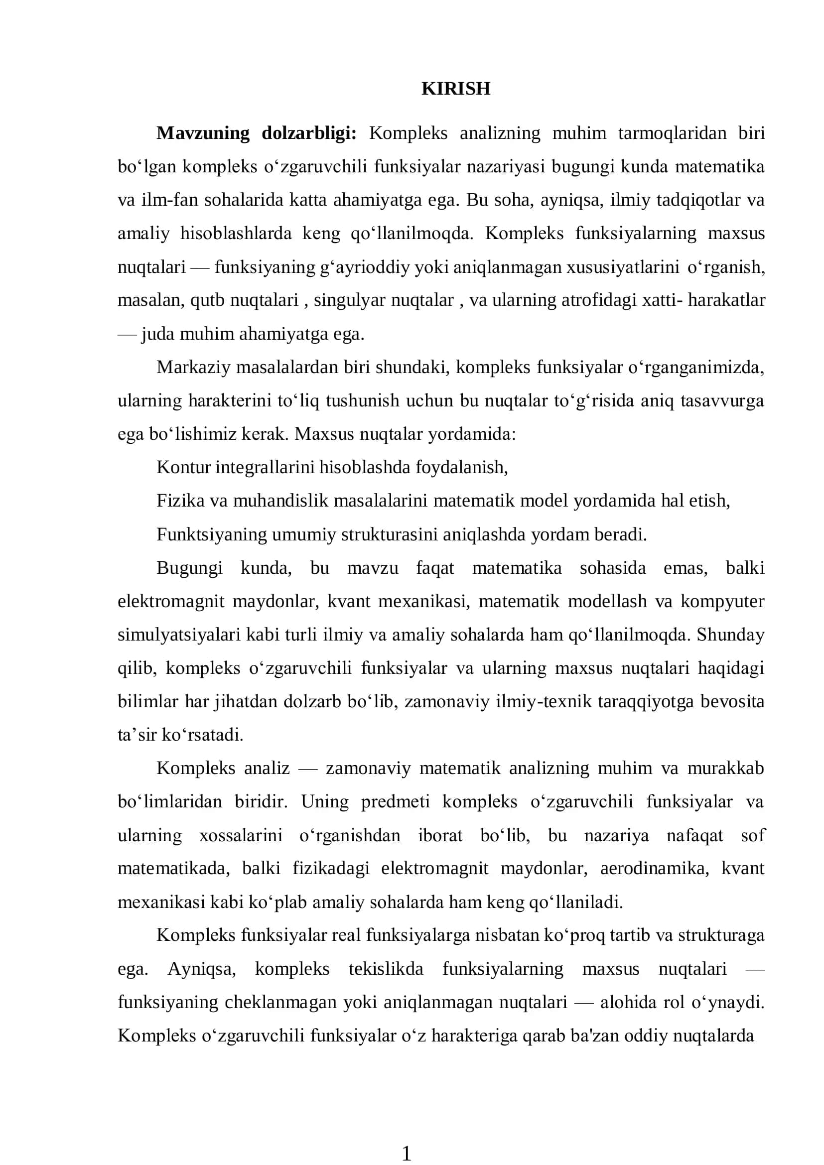 KOMPLEKS OʻZGARUVCHILI FUNKSIYALARNI DIFFERENSIALLASH NAZARIYASI 2