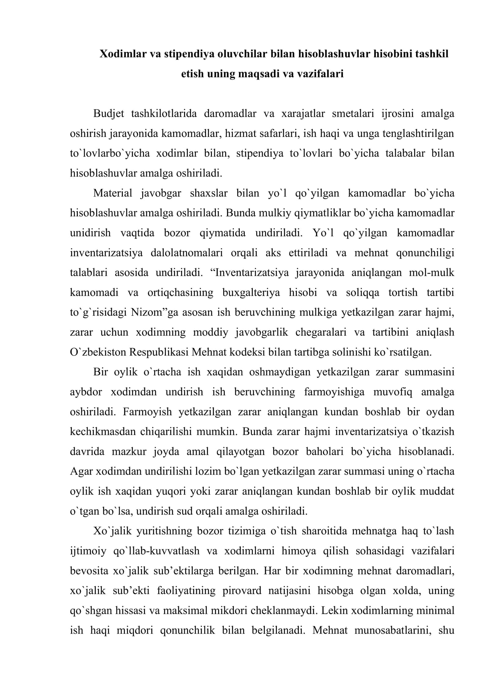 Xodimlar va stipendiya oluvchilar bilan hisoblashuvlar hisobi 2