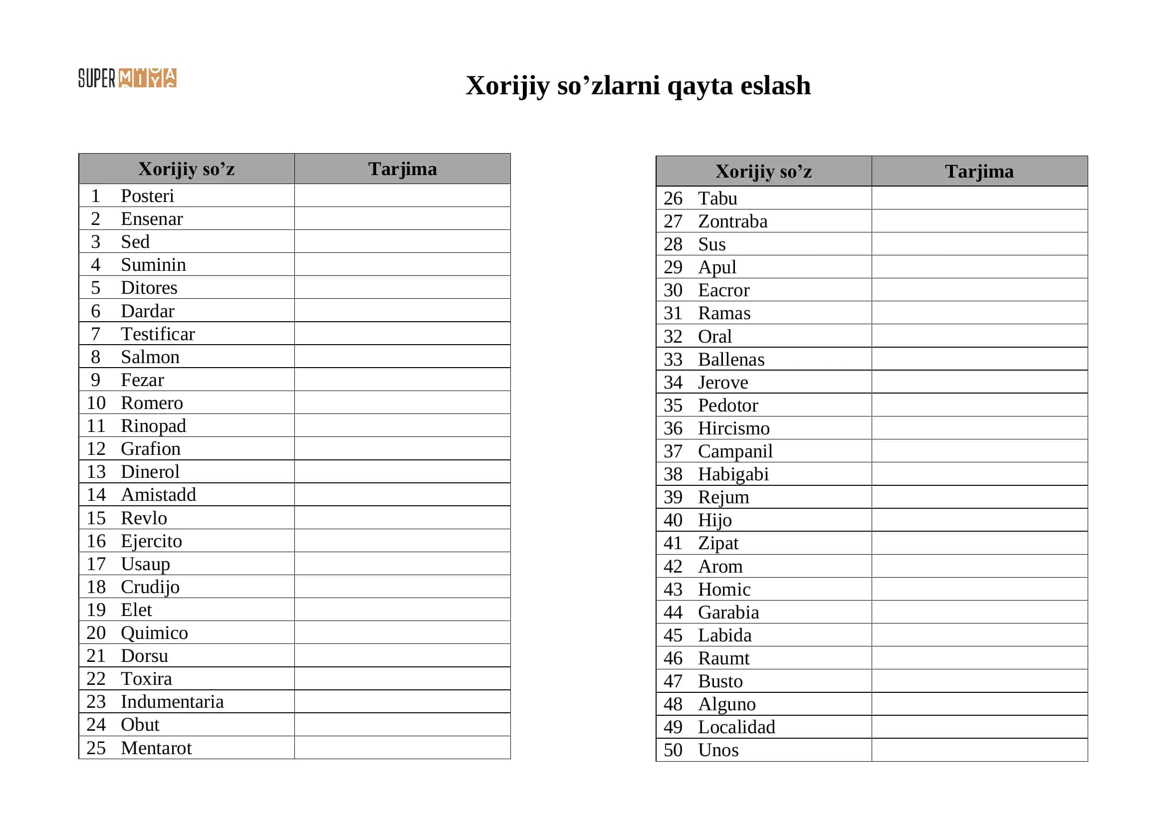 Xorijiy so’zlarni eslab qolish / 15 daqiqalik xorijiy so'zlar 2