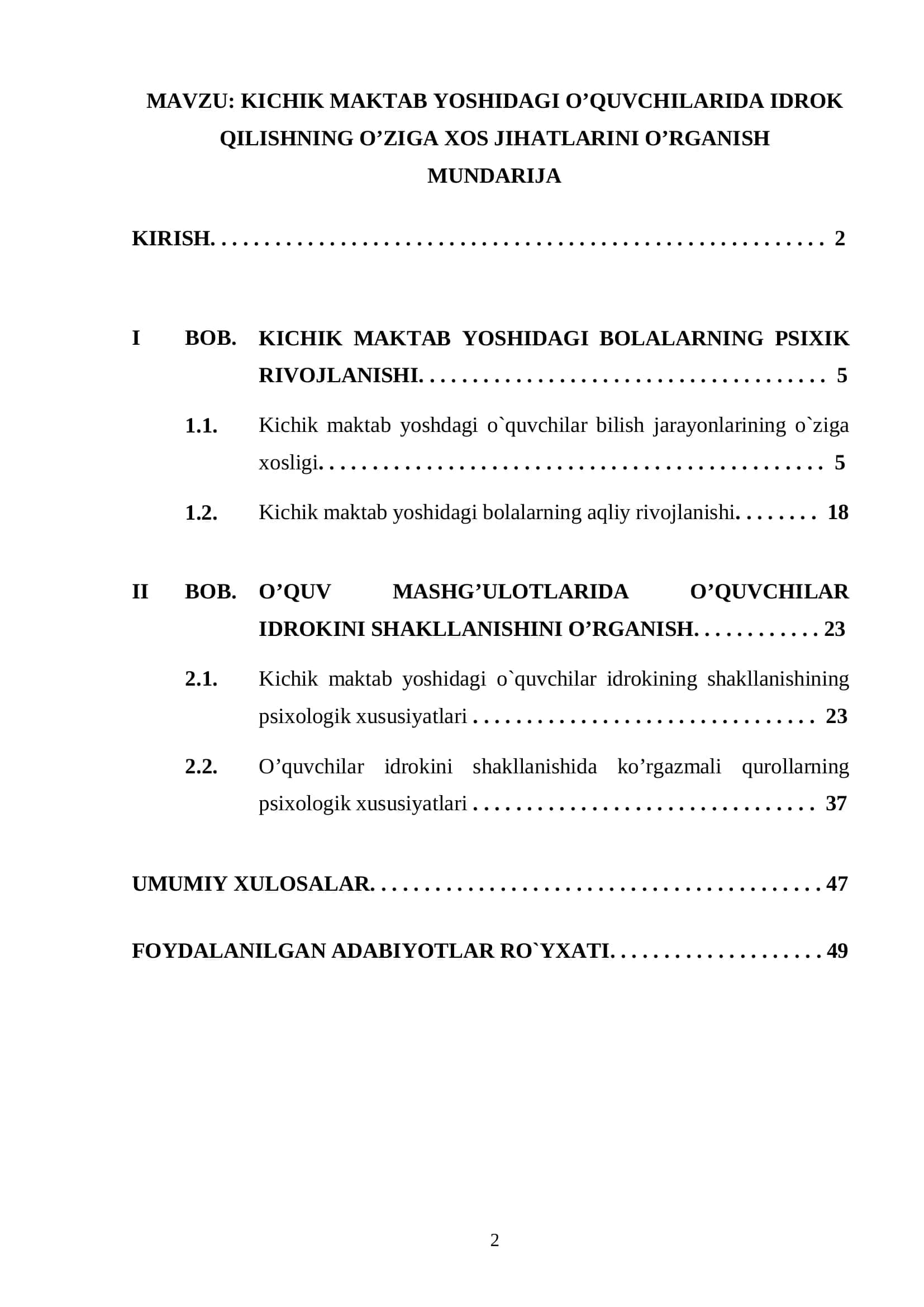 KICHIK MAKTAB YOSHIDAGI O’QUVCHILARIDA IDROK QILISHNING O’ZIGA XOS JIHATLARINI O’RGANISH 2