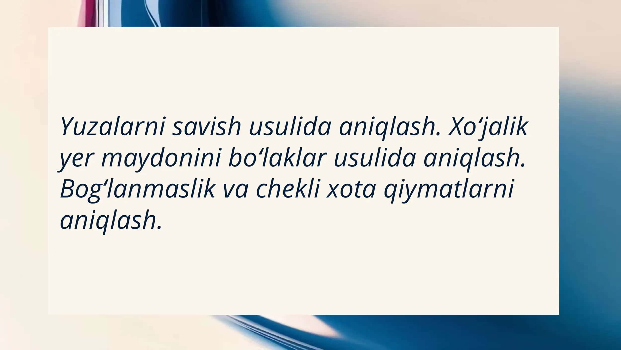 Yer kadastri va yer tuzish ta'lim yoʻnalishi 2