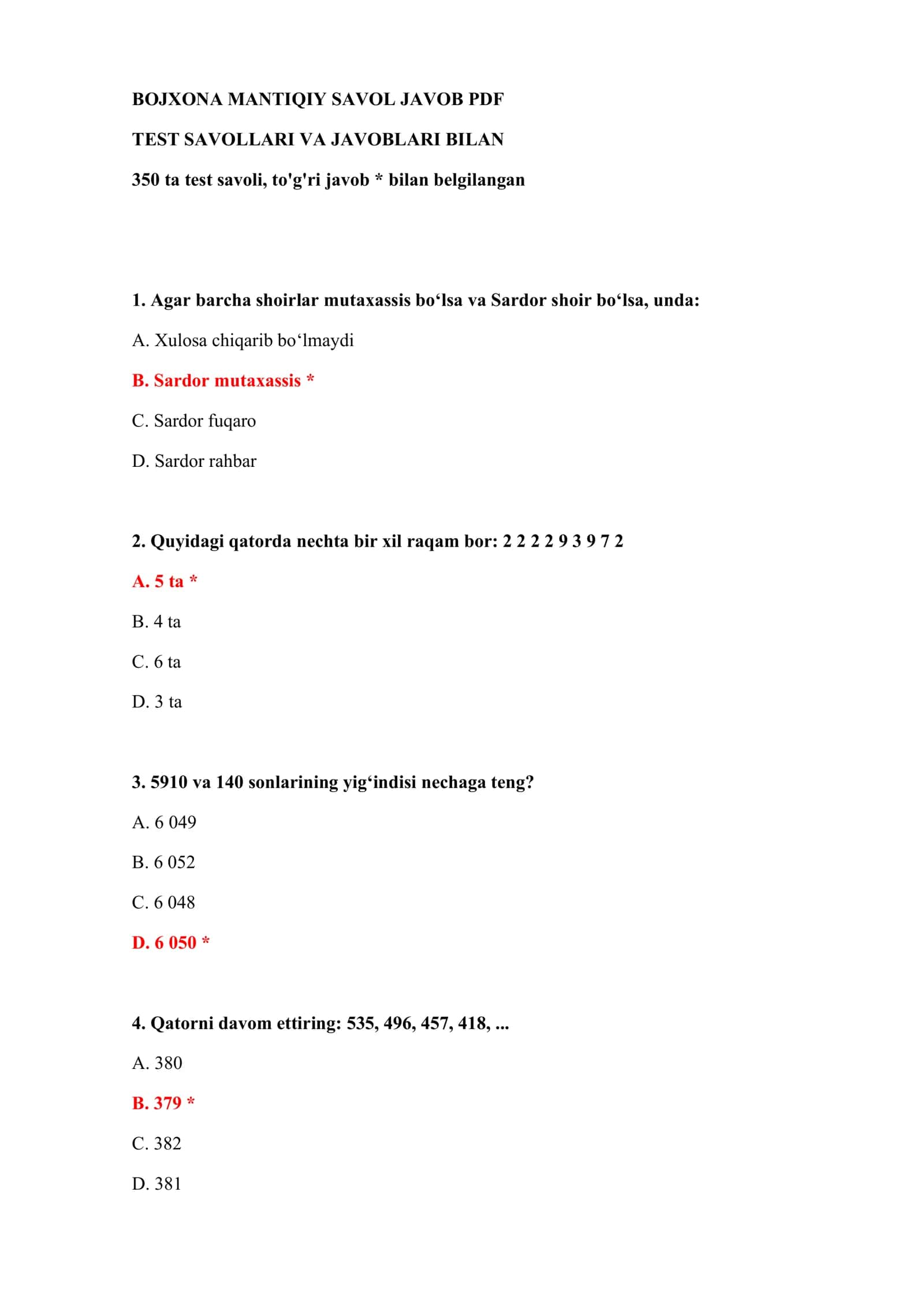 BOJXONA MANTIQIY SAVOL JAVOB PDF 2