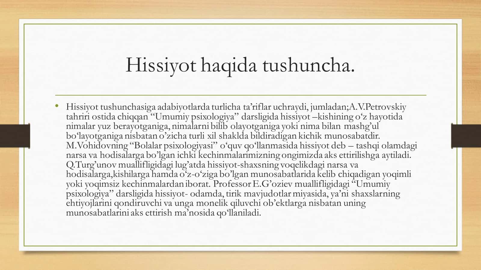 Hissiyotning fiziologiyasi asosi 2