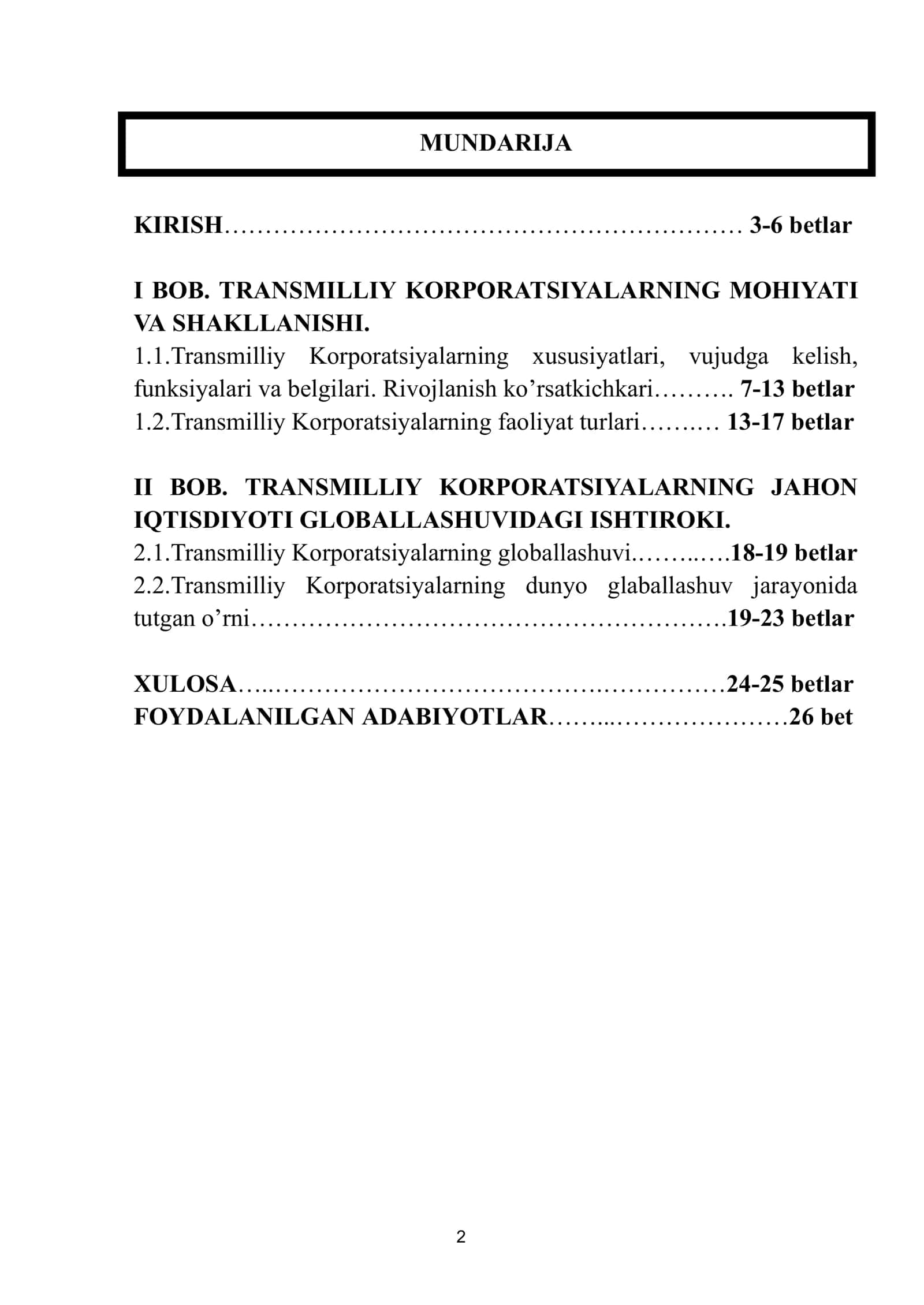 Globallashuv sharoitida Transmilliy korporatsiyalar 2
