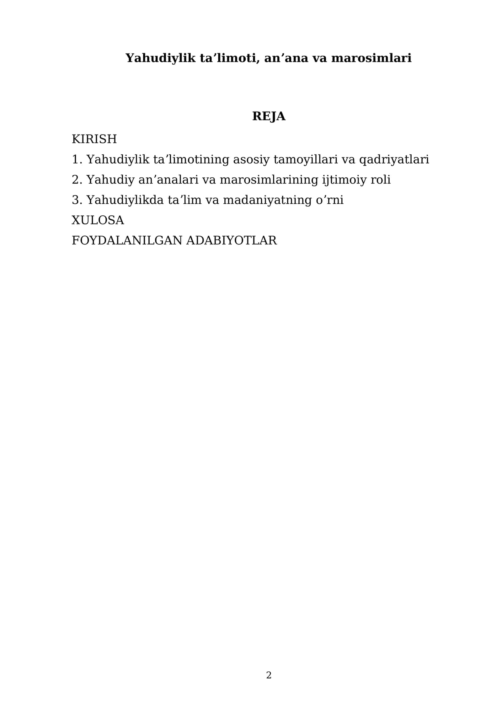 Yahudiylik taʼlimoti, anʼana va marosimlari 2