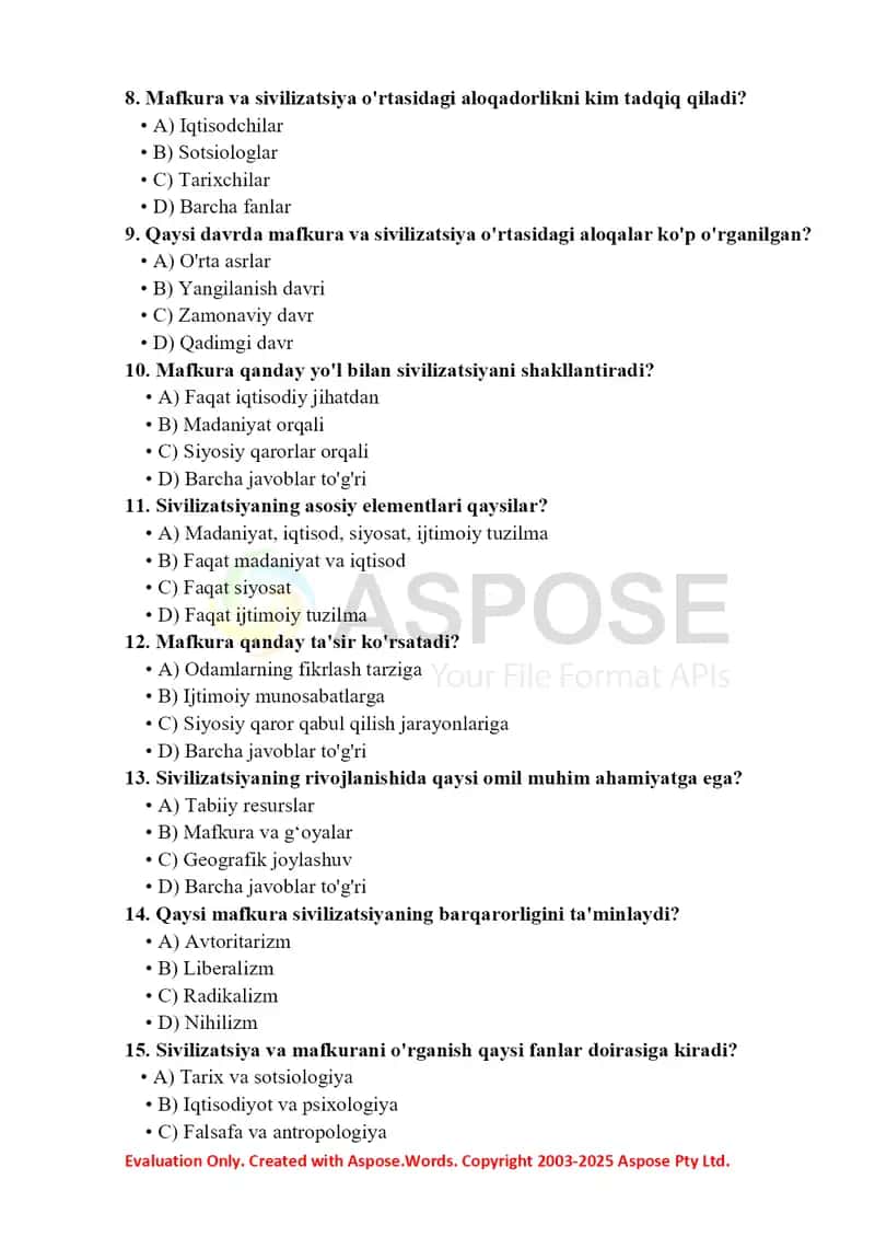 Mafkura va Sivilizatsiya, ular o'rtasidagi tarixiy aloqadorlik 2
