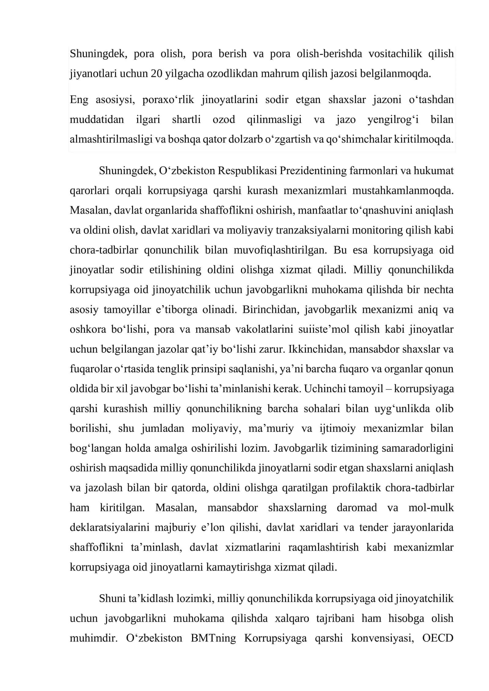 MILLIY QONUNCHILIKDA KORRUPSIYAGA OID JINOYATCHILIK UCHUN JAVOBGARLIK MASALALARINING MUHOKAMASI BO‘YICHA TAHLILIY MA’LUMOT 2