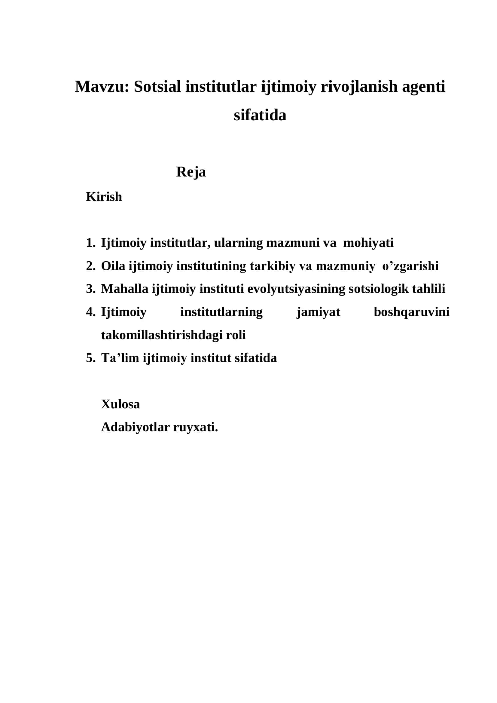 Sotsial institutlar ijtimoiy rivojlanish agenti sifatida 2