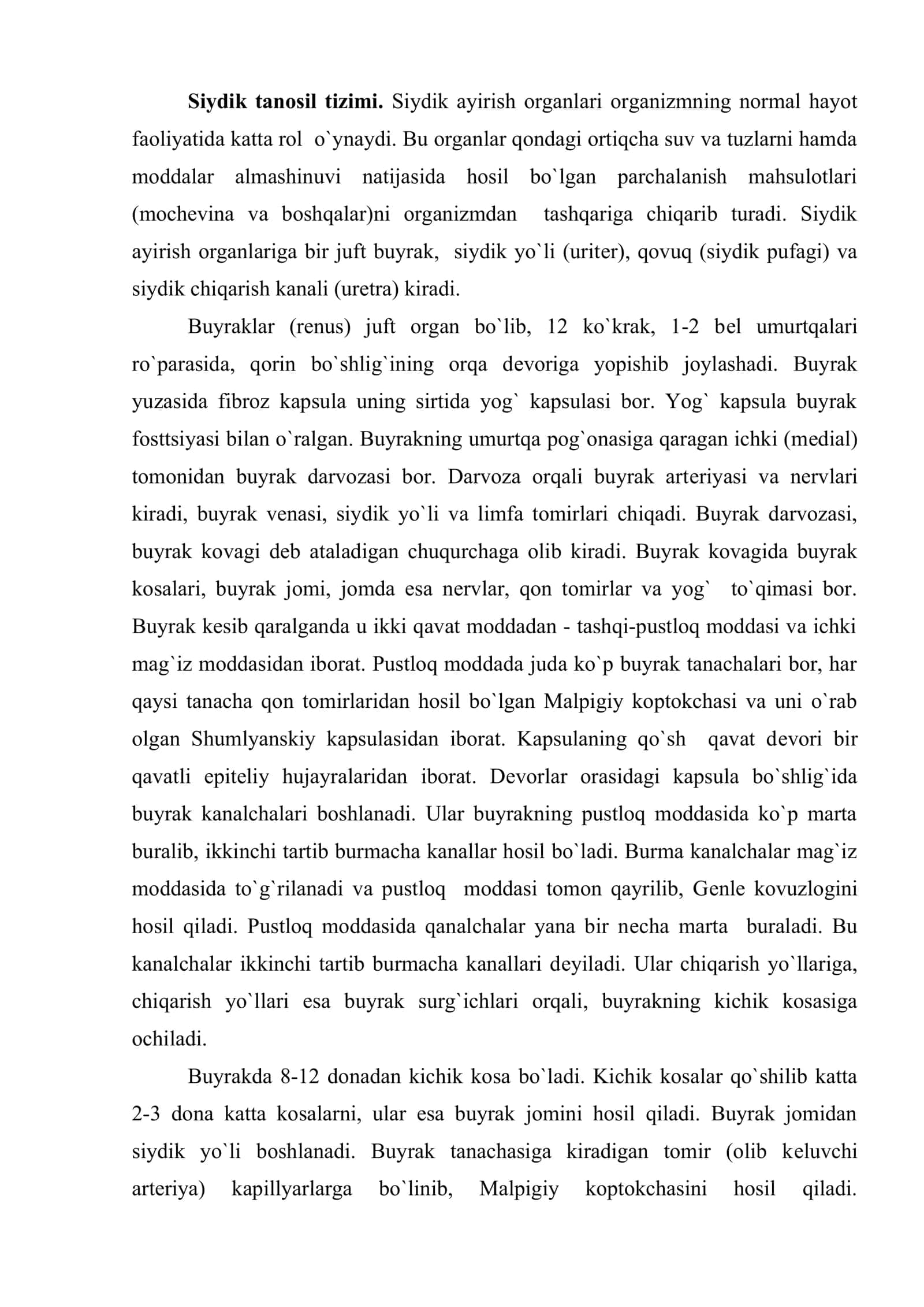 Siydik tanosil tizimi 2