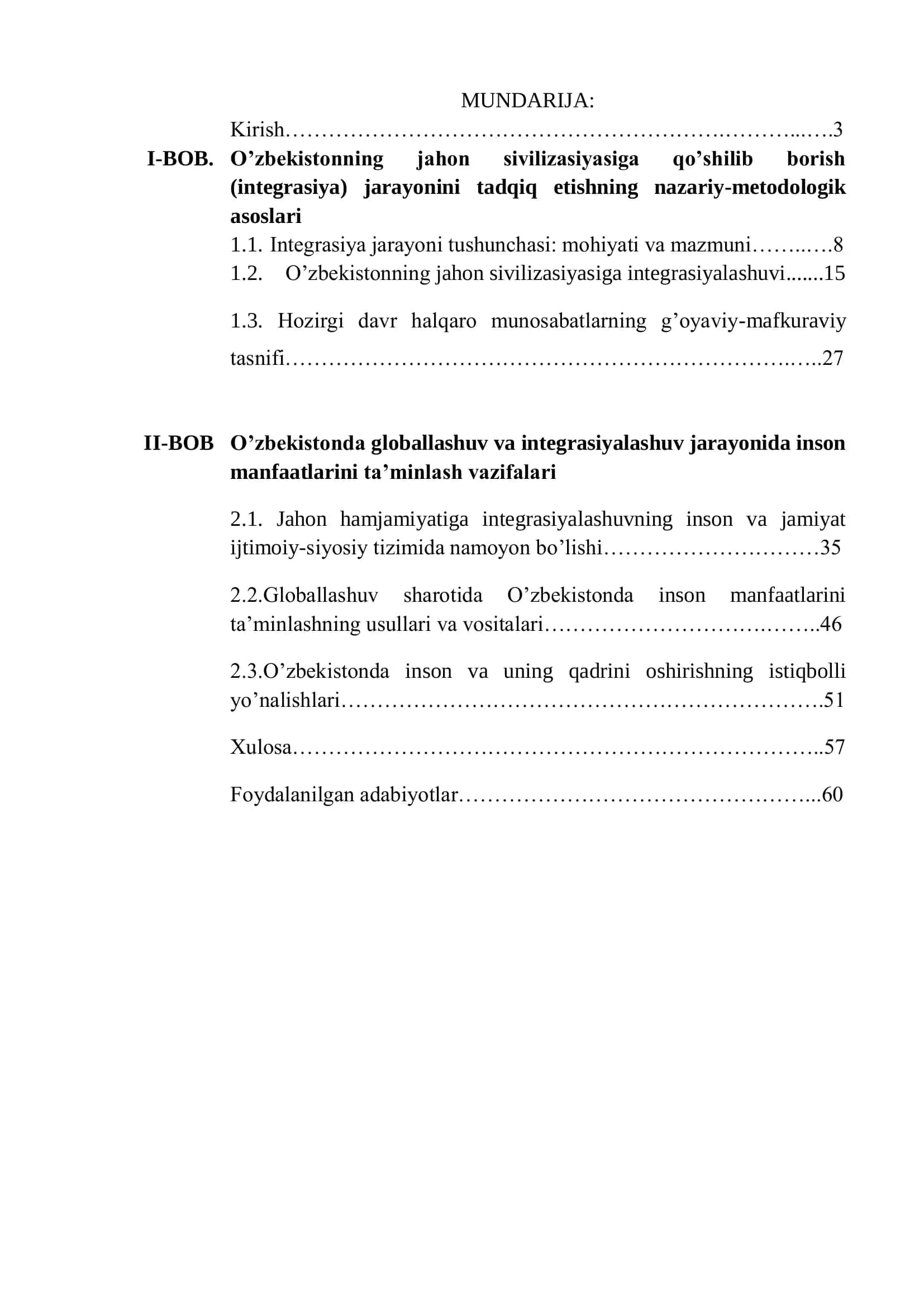 O‘ZBEKISTONNING JAHON SIVILIZASIYASIGA QO’SHILIB BORISHI VA UNING INSON OMILIGA IJOBIY TA’SIRI 2