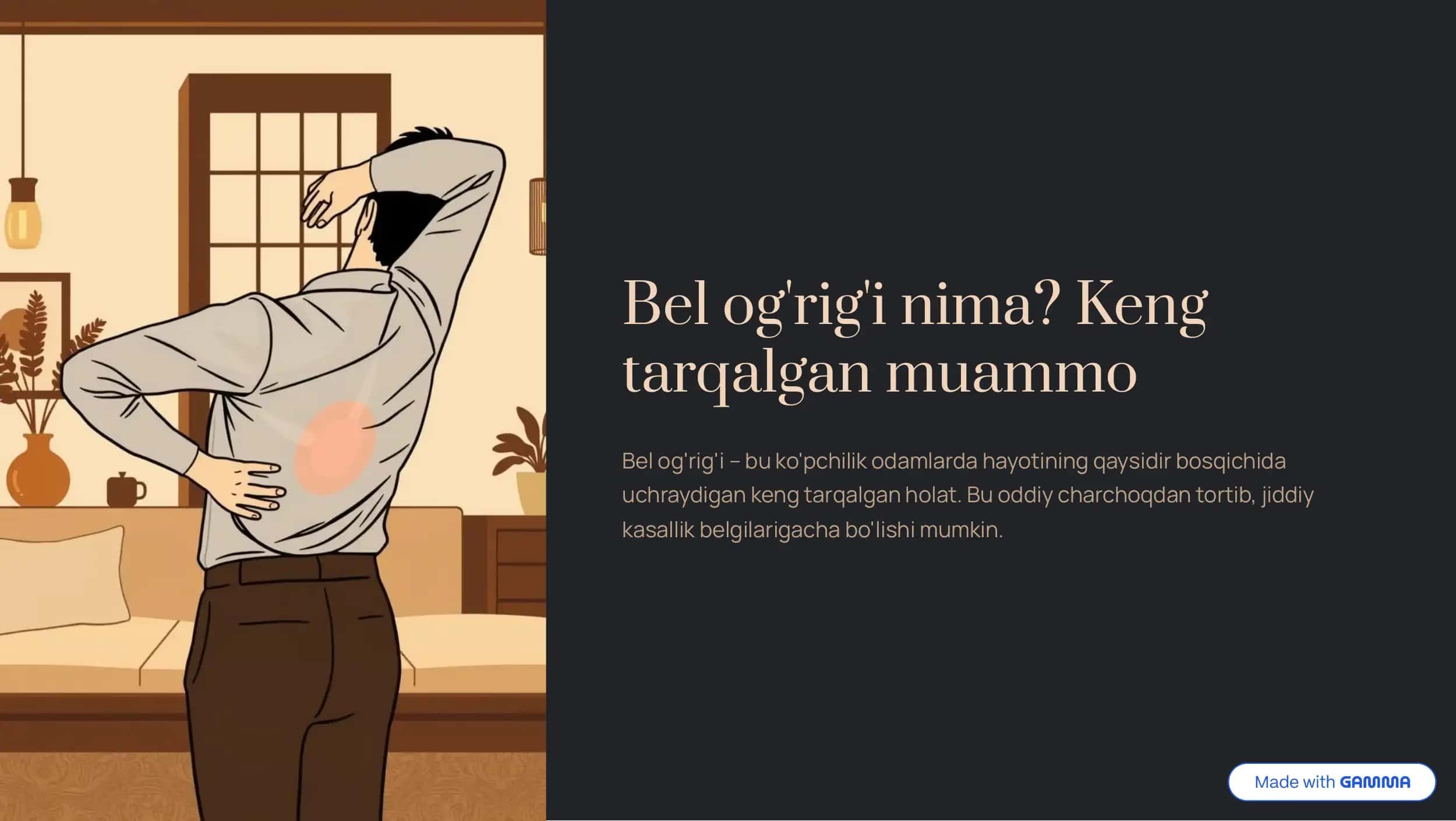 Bel og'rig'i: Sabablari, oldini olish va davolash 2