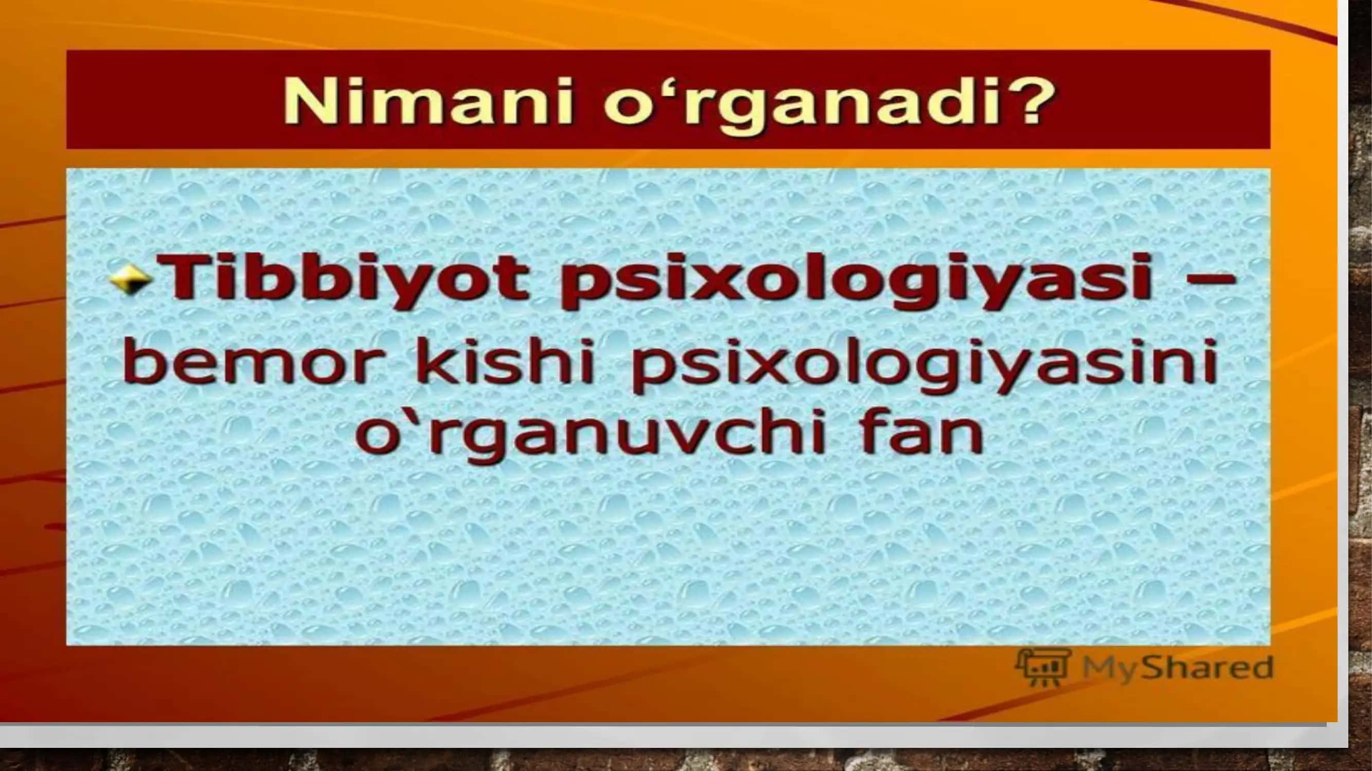 Tibbiyot Psixologiyasi Quyidagilarni Organadi 2