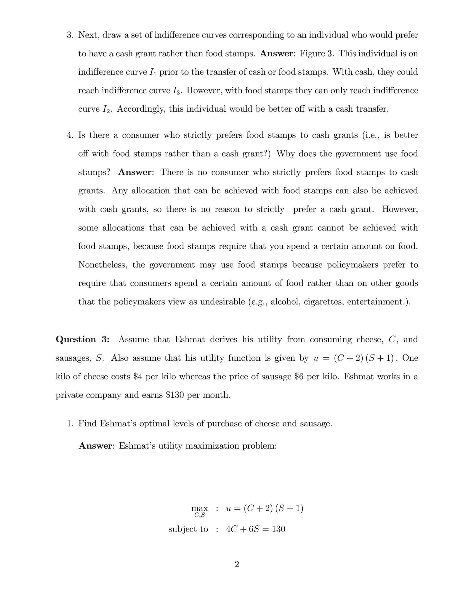 Answers to Tutorial 5: The theory of consumer 2 2