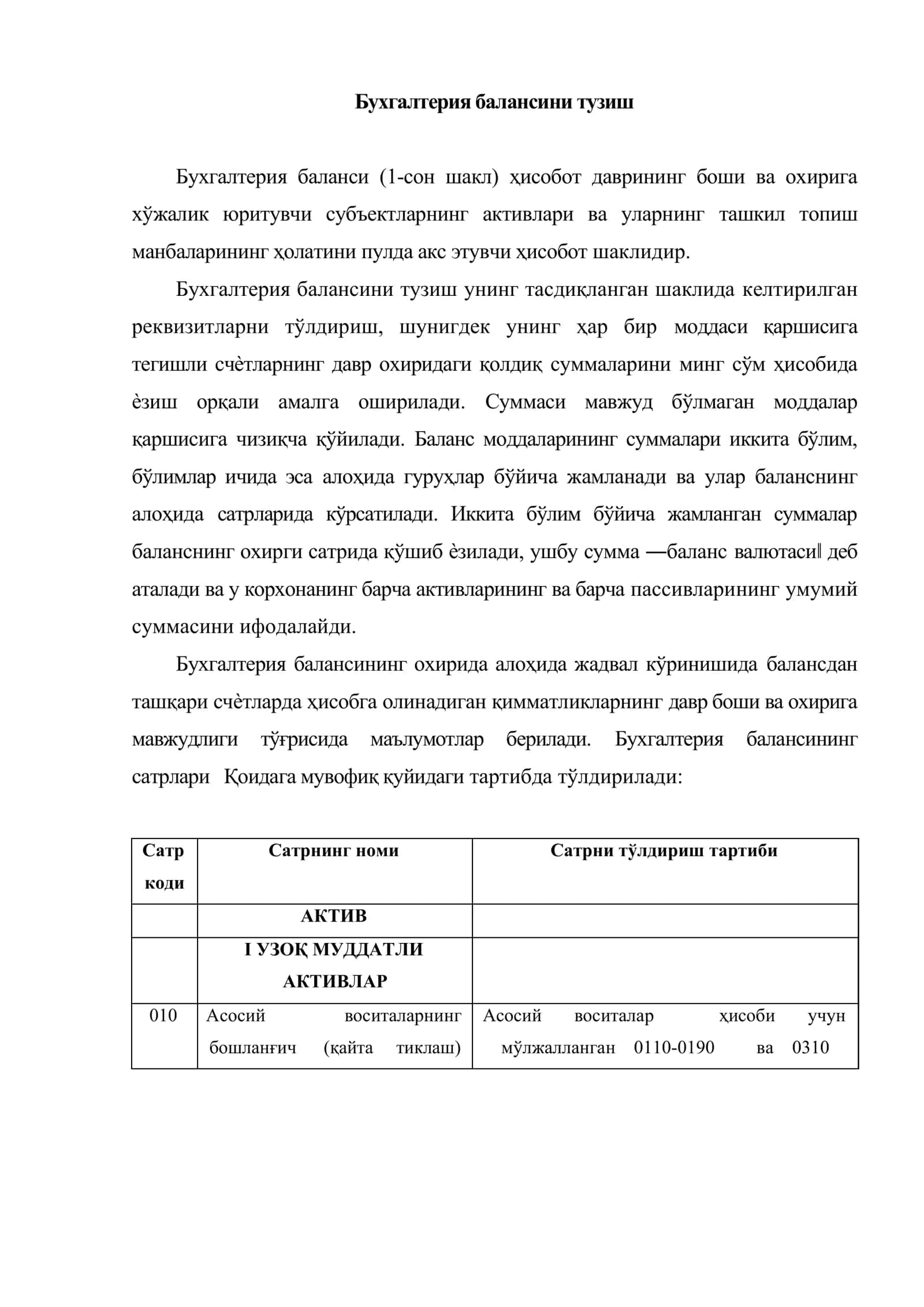 Бухгалтерия баланси ва молиявий натижалар тўғрисидаги ҳисоботларни тузиш ва такдим этиш 2