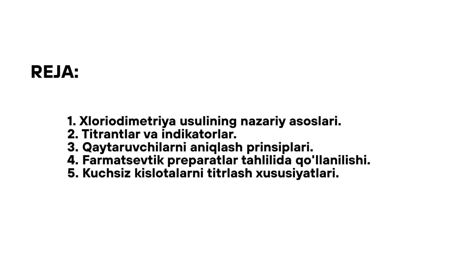 Xloriodimetriya titrlash usulida qaytaruvchilar va farmasevtik preparatlarni miqdorlarini aniqlash usullari 2