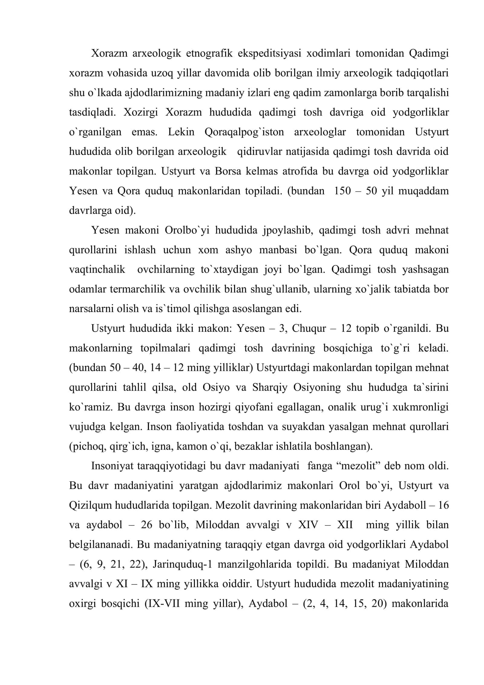 Amudaryo quyi oqimi sohillarida ovchi va baliqchilikning ibtidoiy manzilgohlari 2