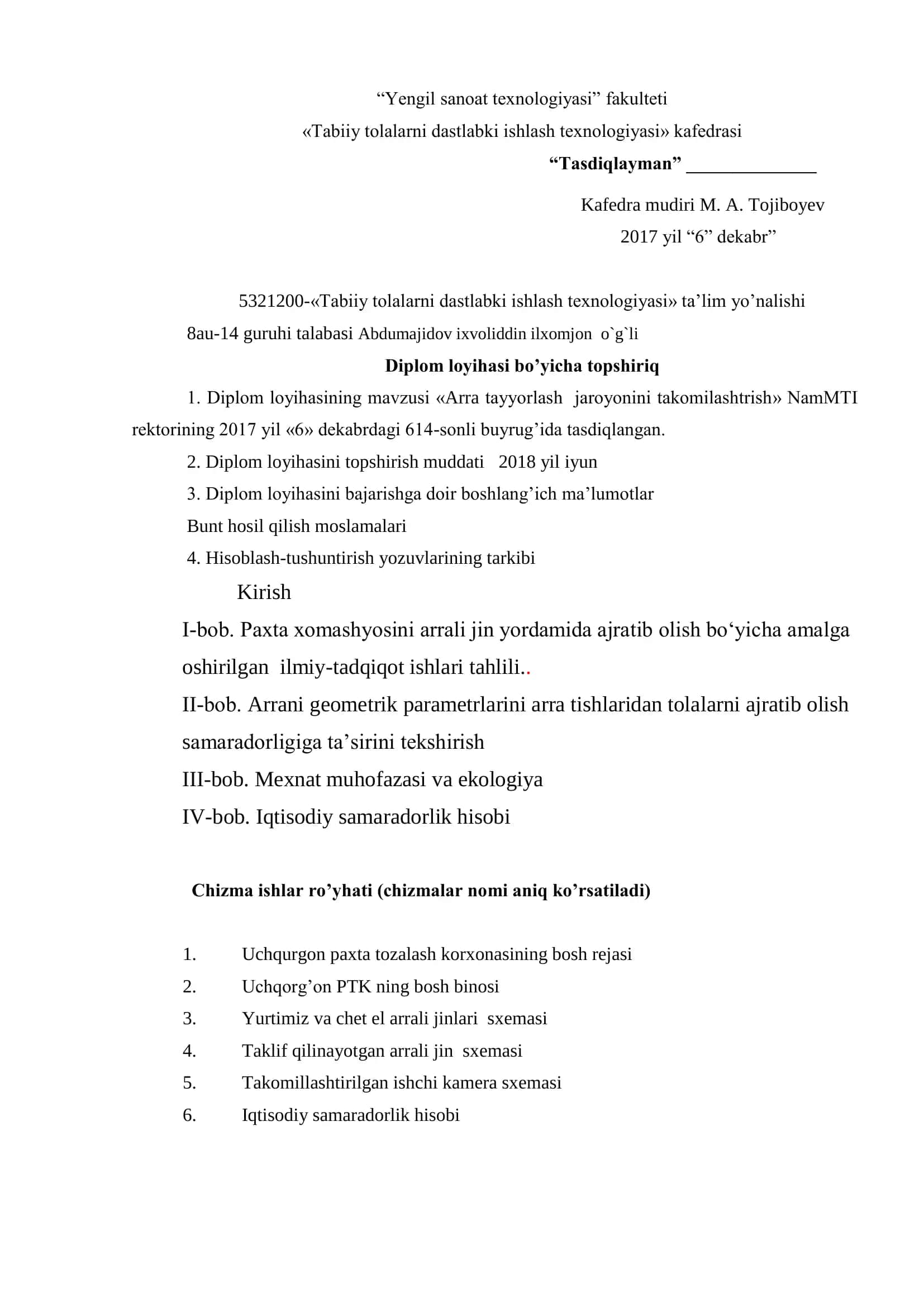 Tabiiy tolalarni dastlabki ishlash texnologiyasi 2