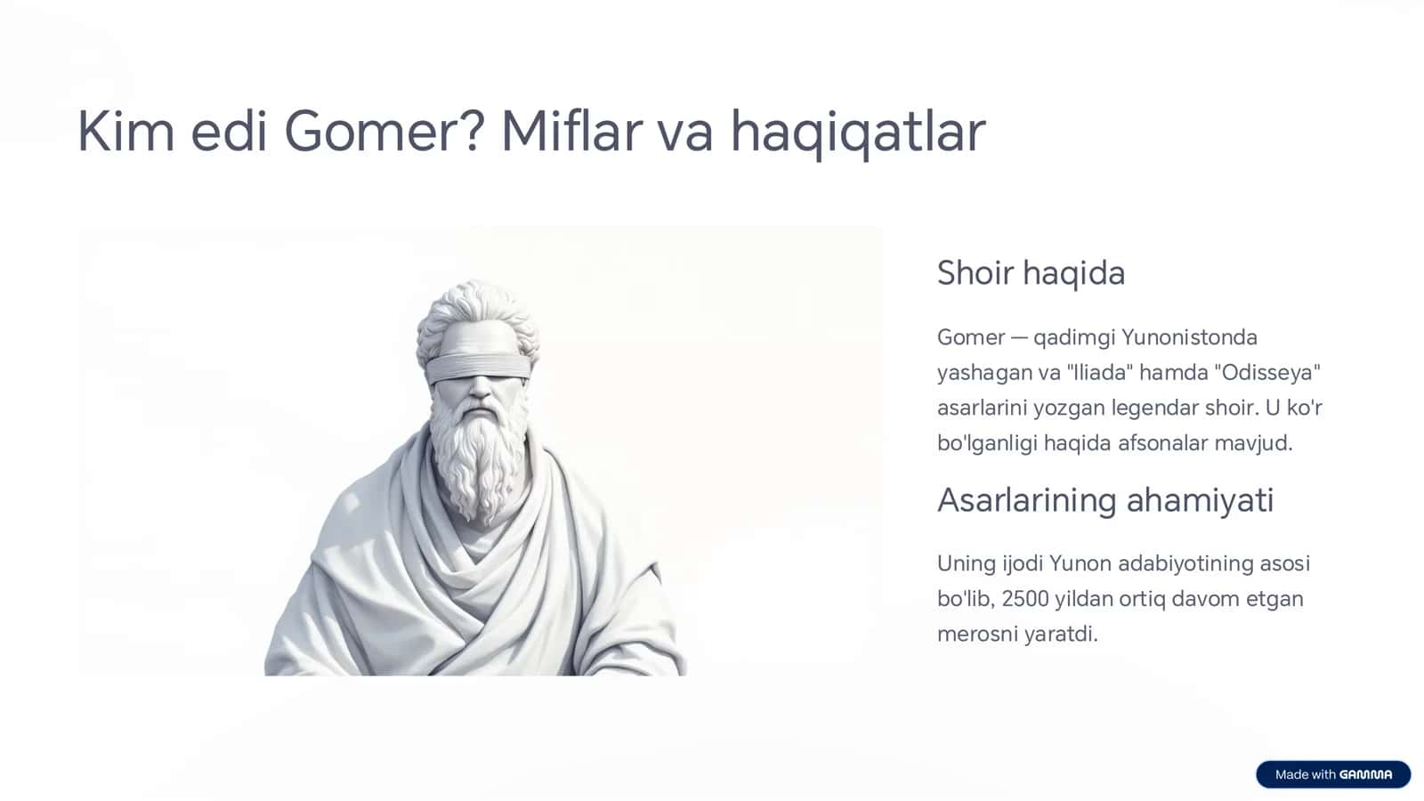 Gomer ijodidan namunalar. 2