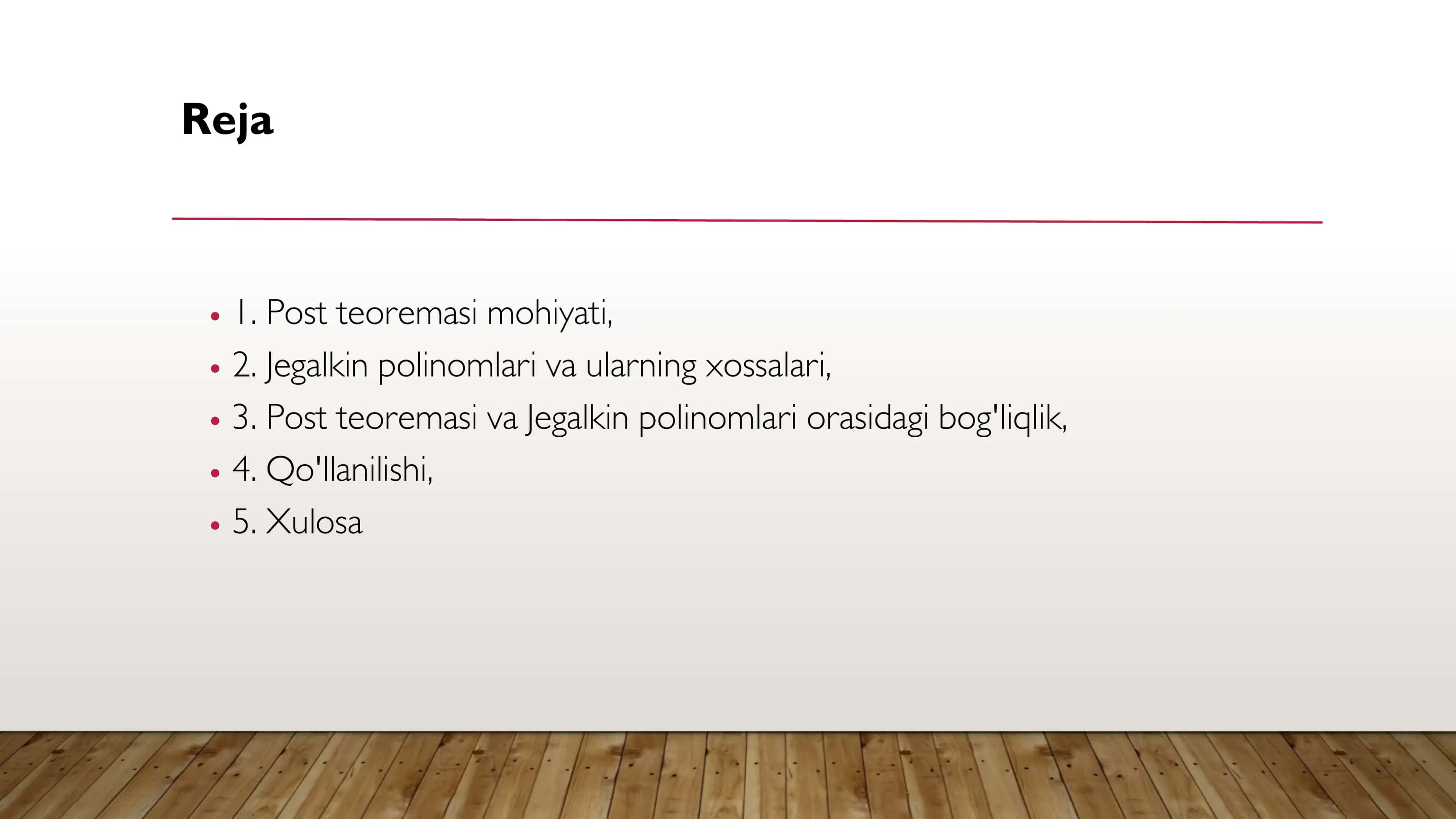 Post teoremasi va Jegalkin polinomlari 2