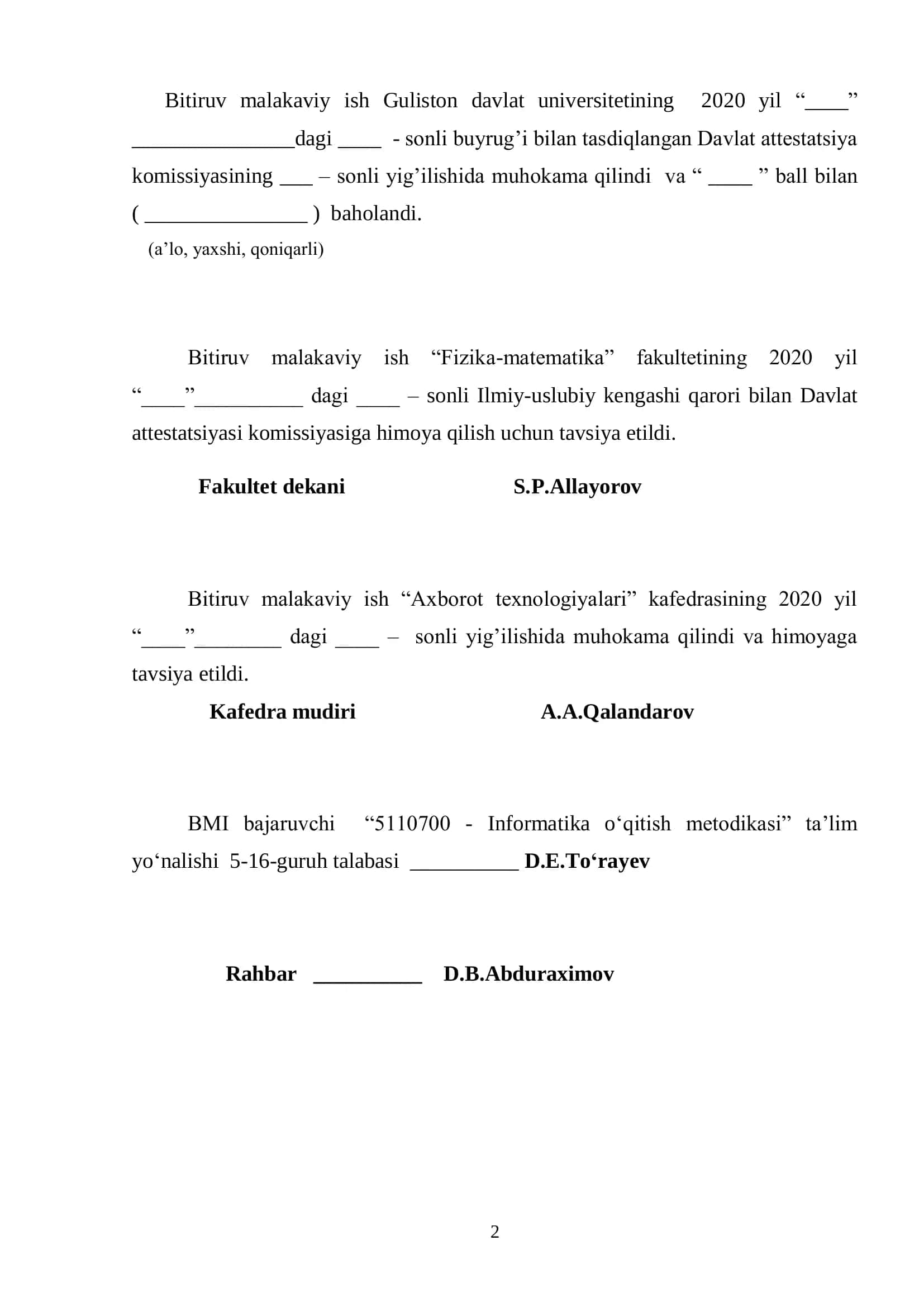 Informatika o’qitish metodikasi 2
