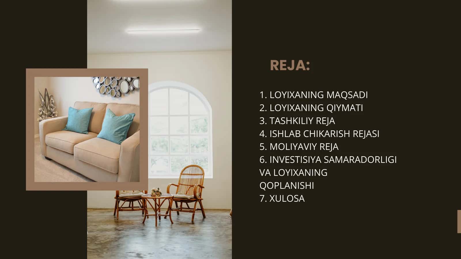 MEBEL MAXSULOTLARINI ISHLAB CHIQARISH SEXINI TASHKIL QILISH 2