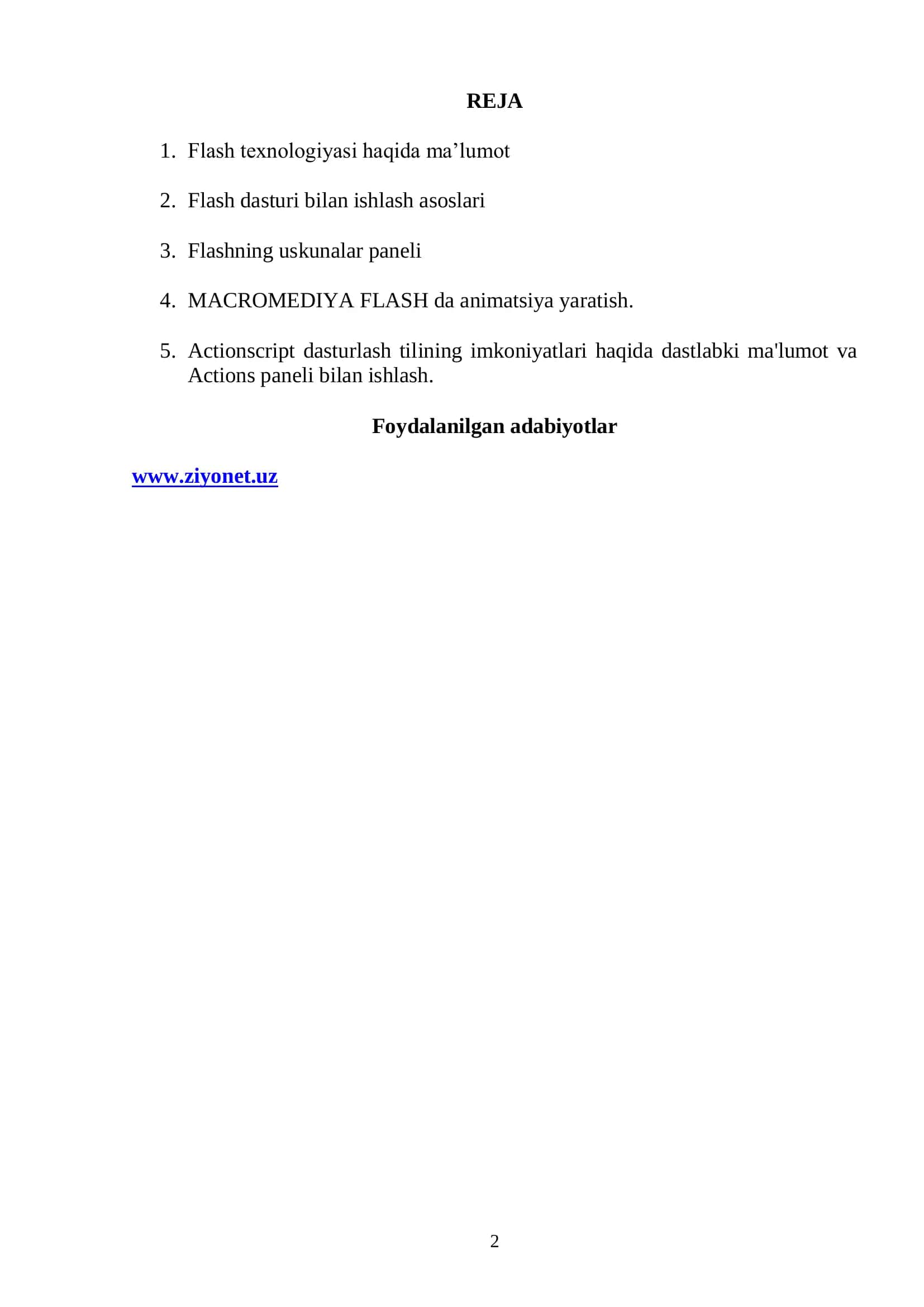 Flash animasion dasturi haqida ma’lumot 2