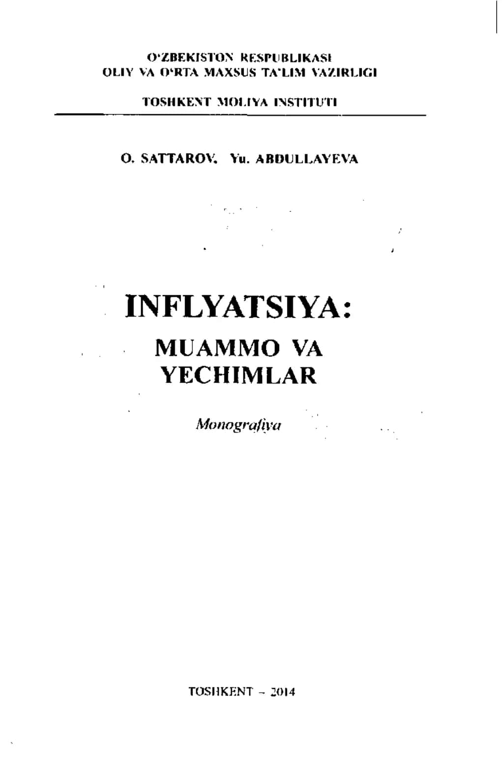 Inflyatsiya muammo va yechimlar 2