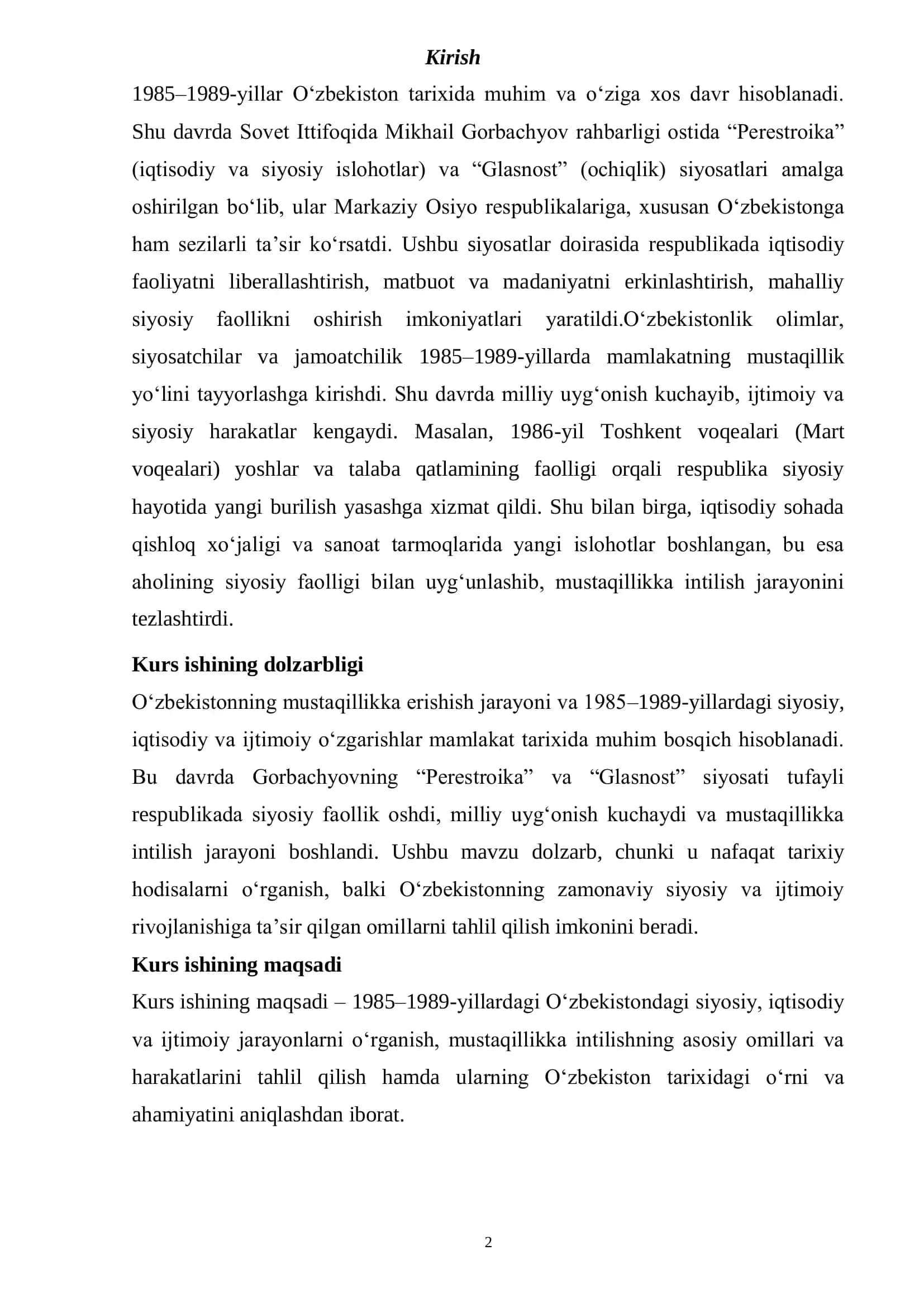 O'zbekiston mustaqillik yo'lida (1985–1989-yillar) 2