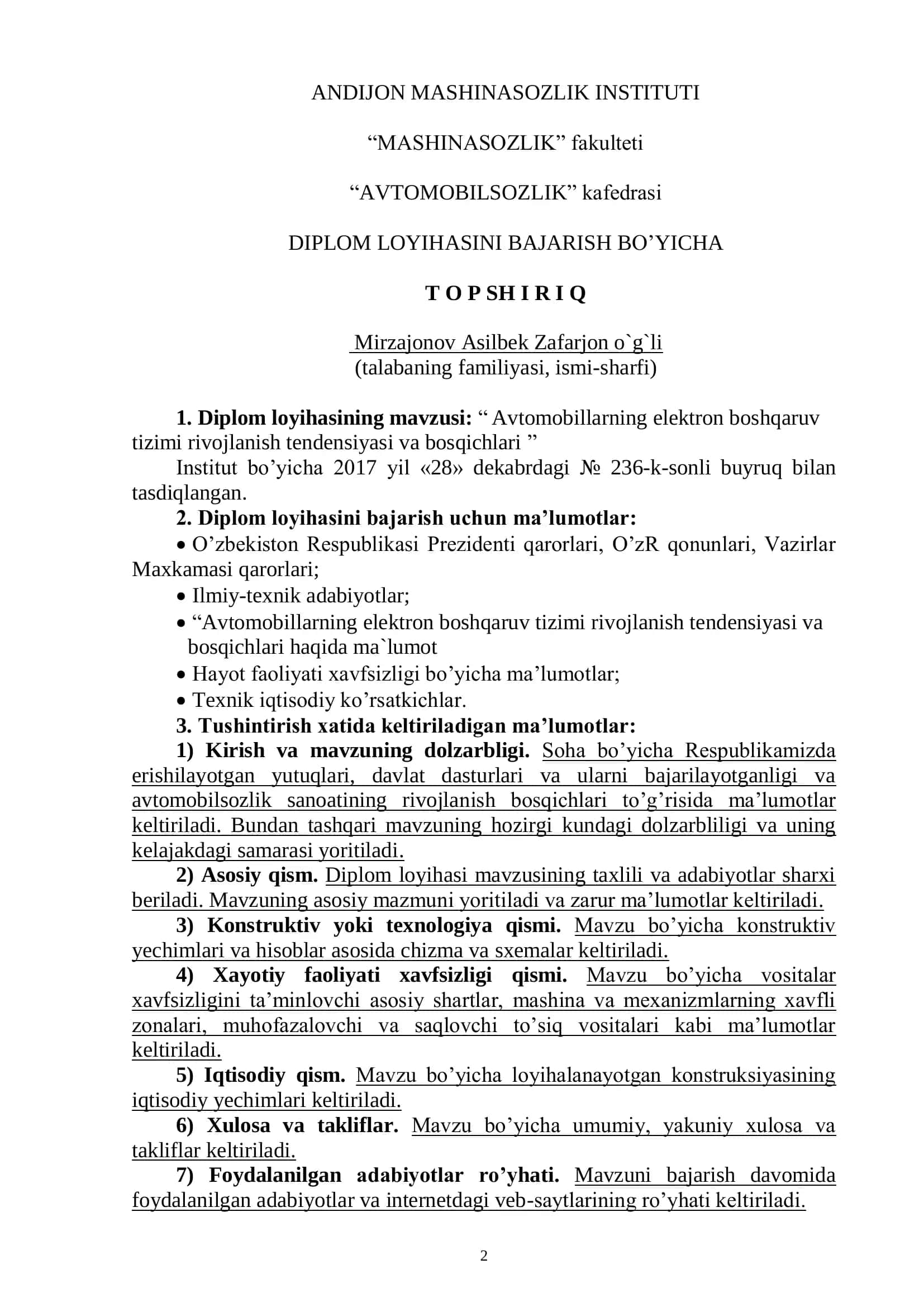 Avtomobillarning elektron boshqaruv tizimi rivojlanish tendensiyasi va bosqichlari 2