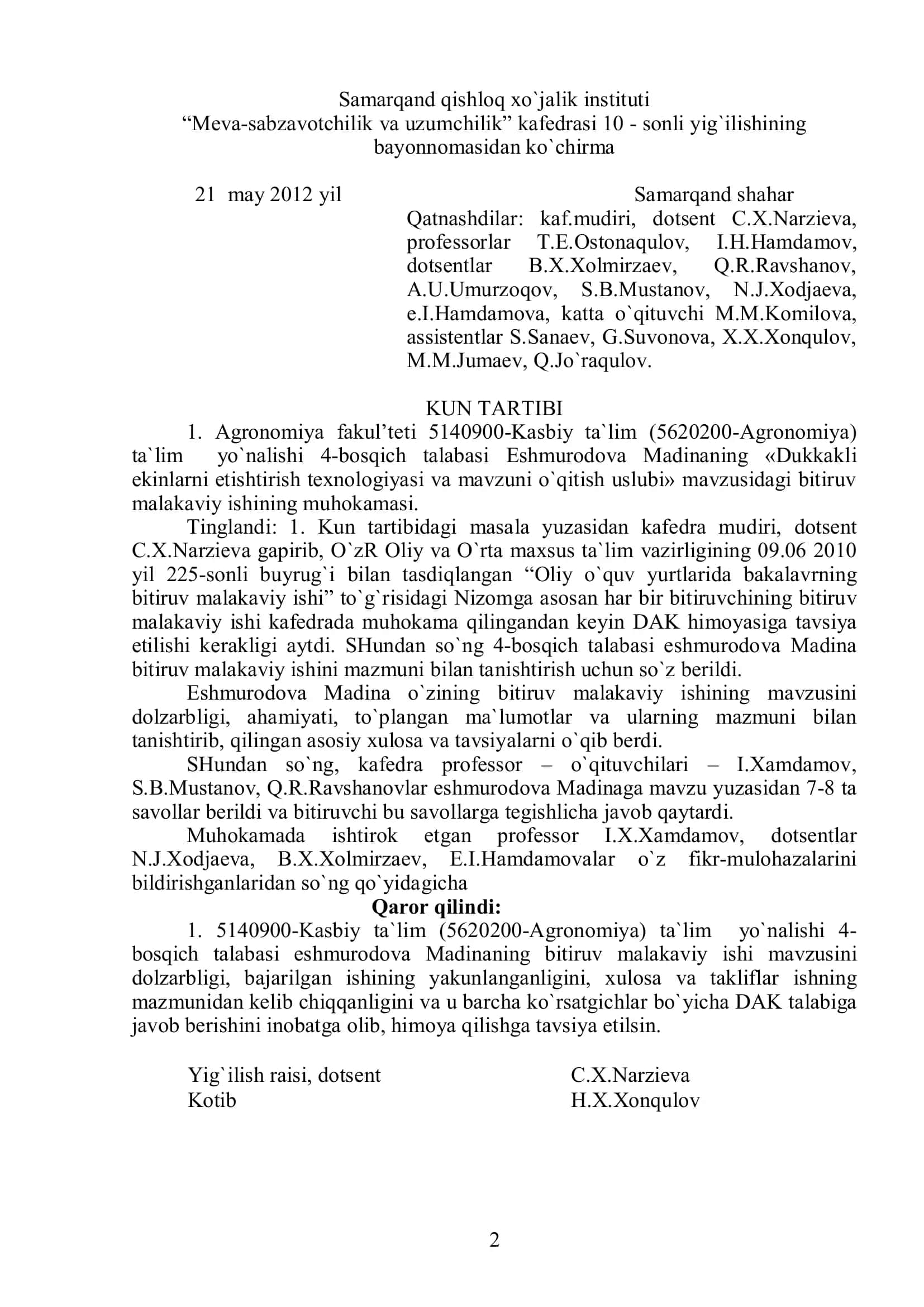 DUQQAKLI EKINLARNI ETISHTIRISH TEXNOLOGIYASI VA MAVZUNI O`QITISH USLUBI 2