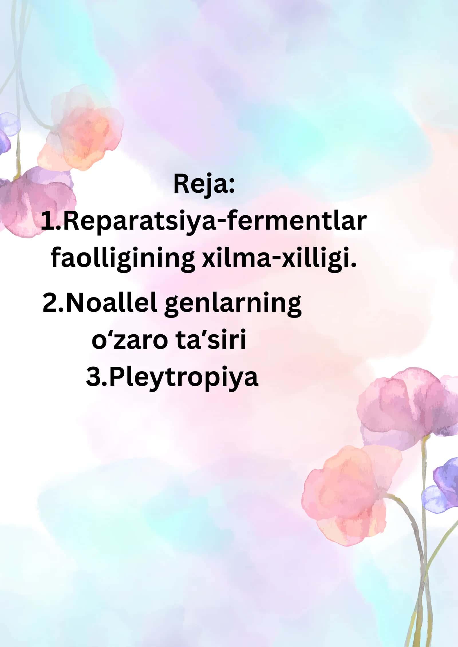Reparatsiya fermentlar faolligining xilma-xilligi 2
