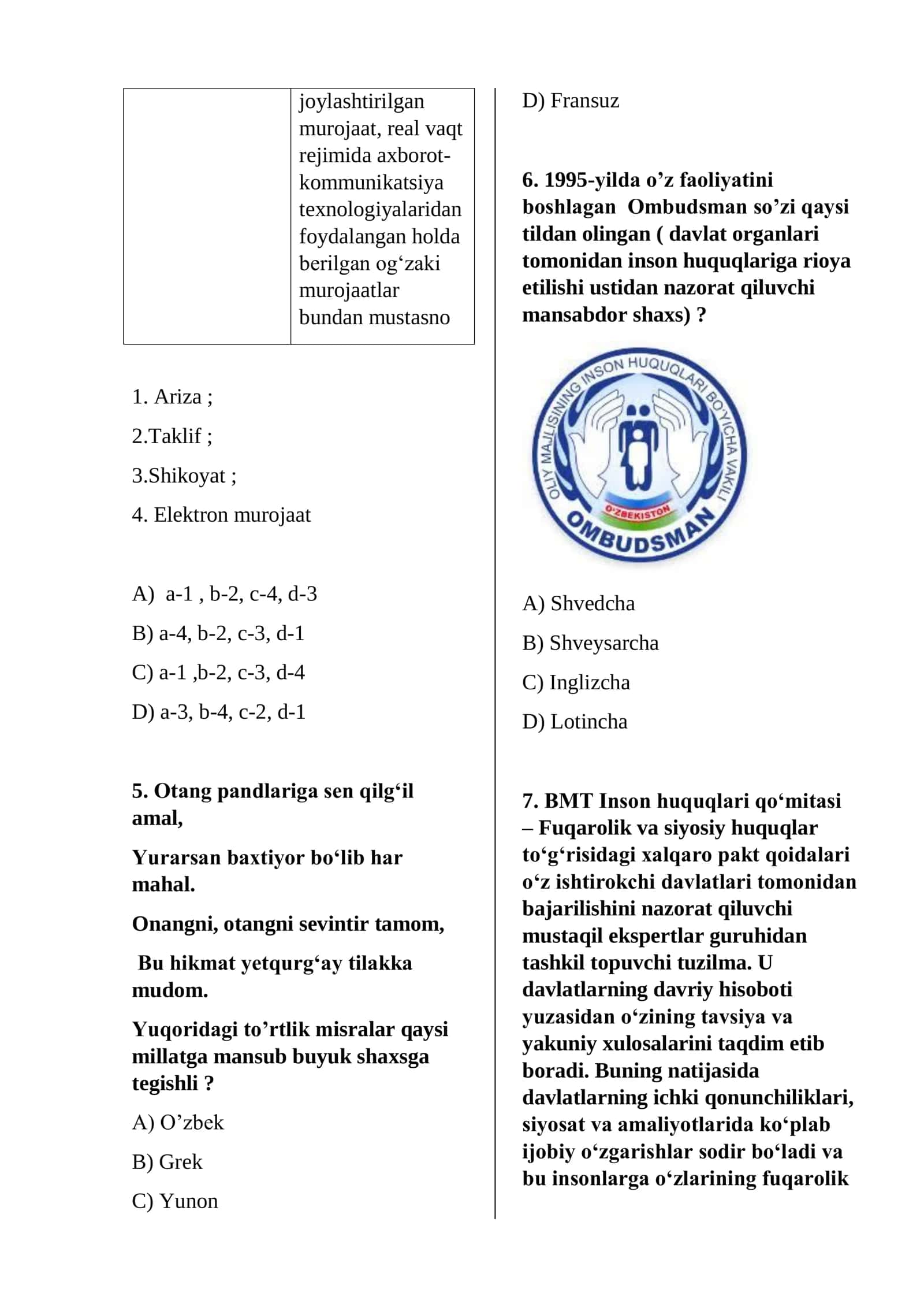 Huquq TEST 2