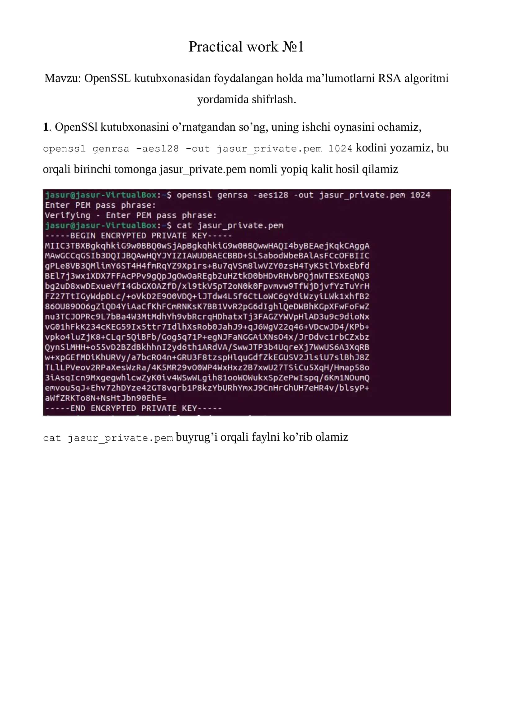 OpenSSL kutubxonasidan foydalangan holda maʼlumotlarni RSA algoritmi yordamida shifrlash 2