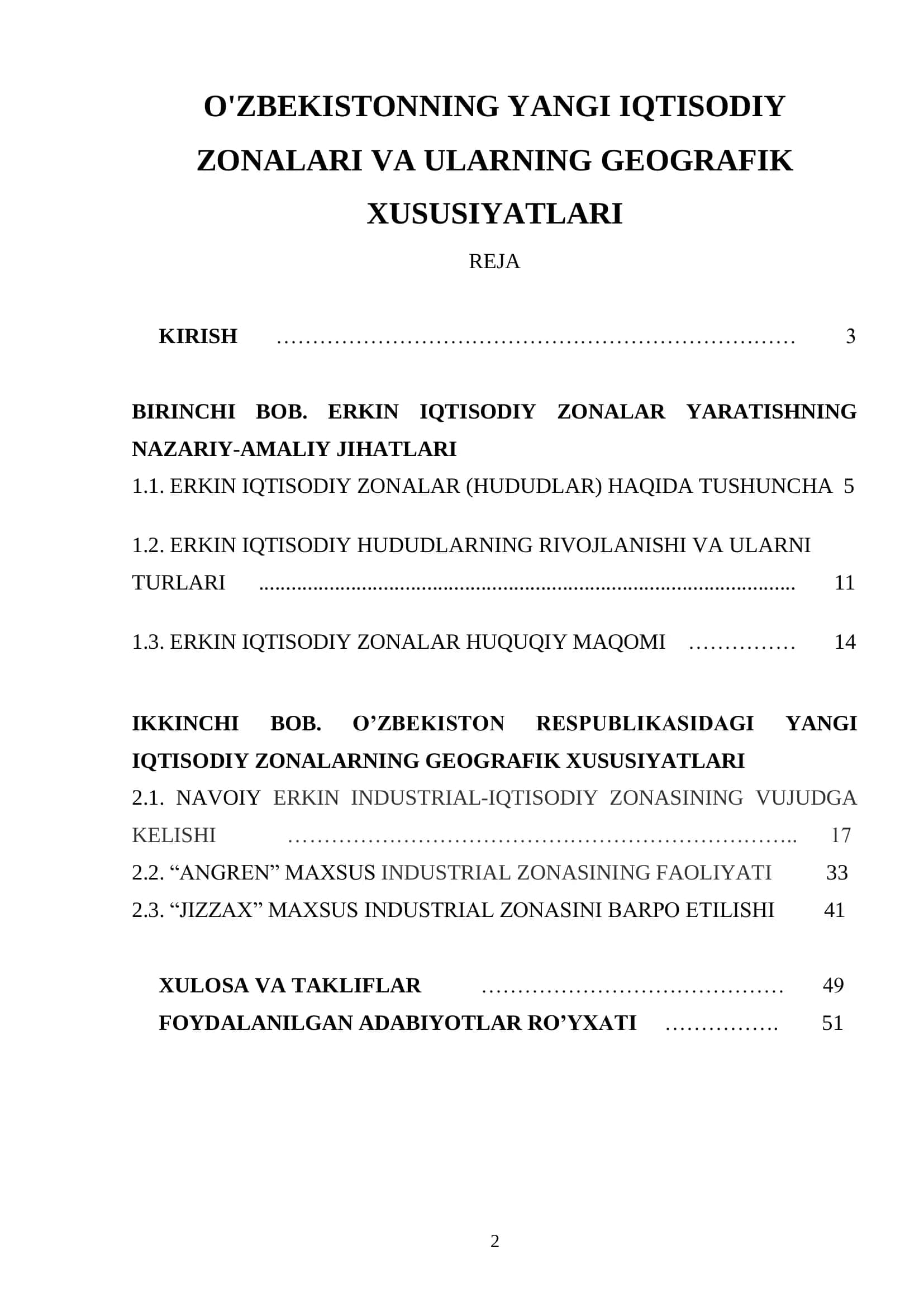 O'ZBEKISTONNING YANGI IQTISODIY ZONALARI VA ULARNING GEOGRAFIK XUSUSIYATLARI 2
