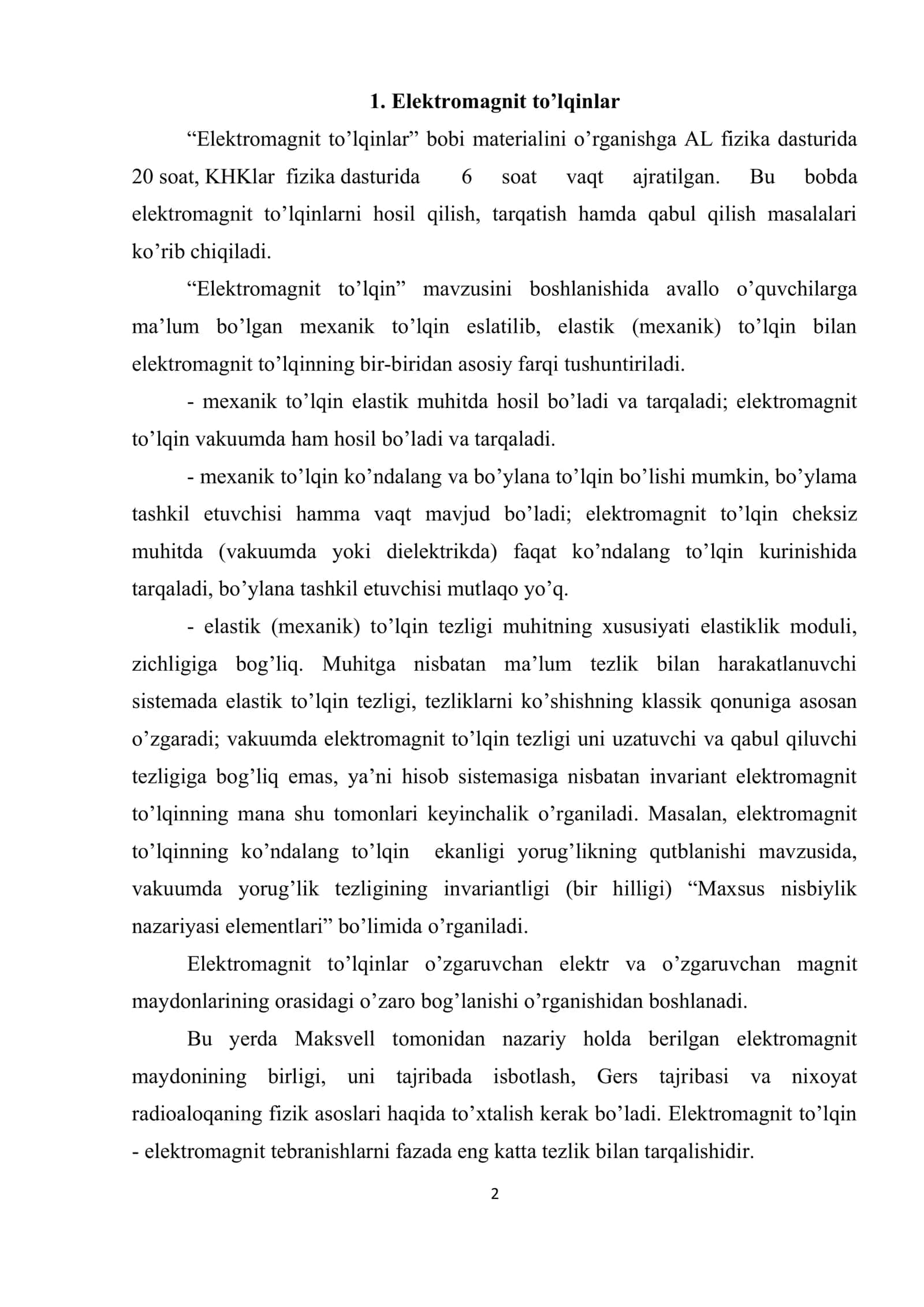 Elektromagnit to'lqinlarni tarqatish va qabul qilish usullari 2