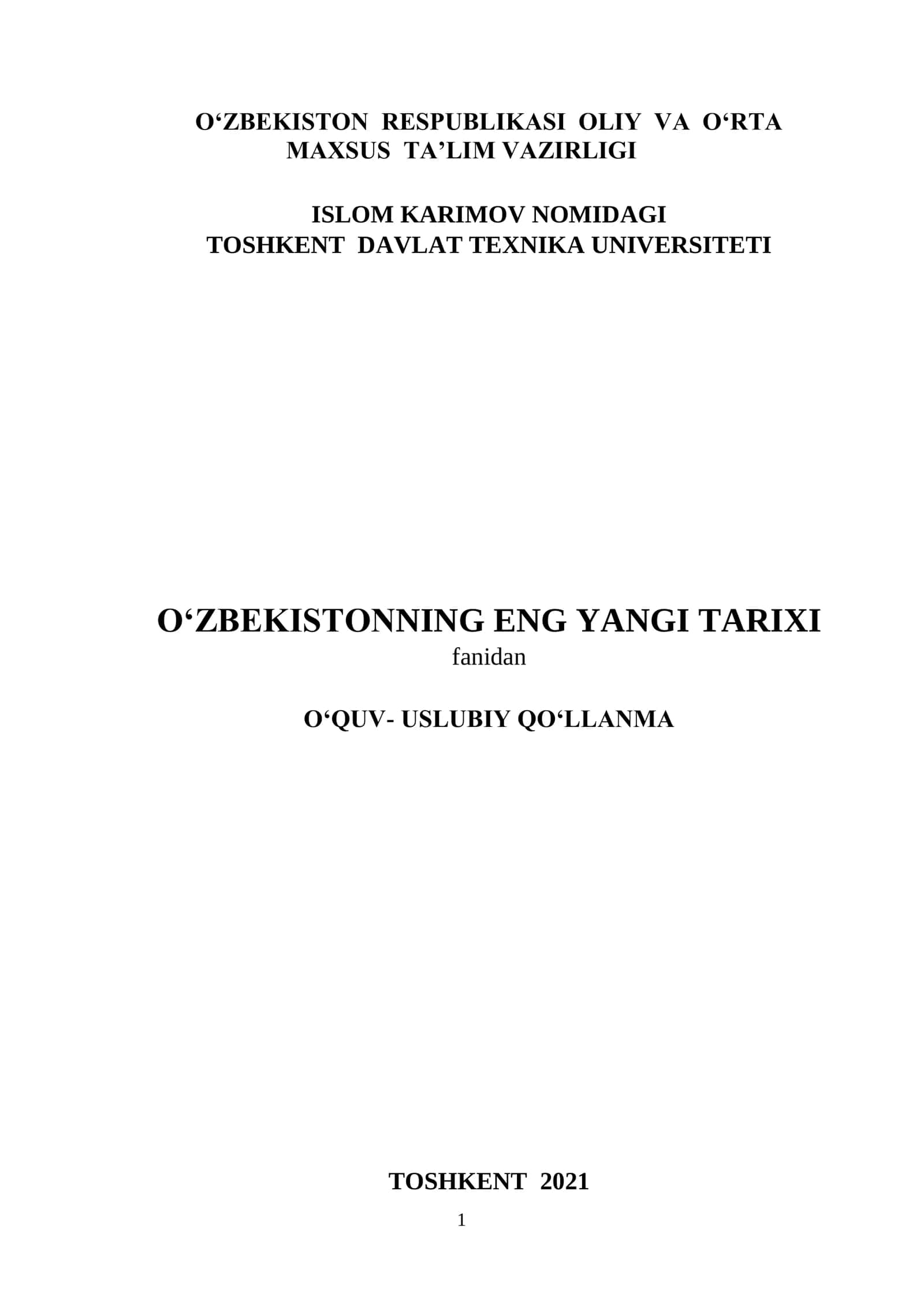 O'ZBEKISTONNING ENG YANGI TARIXI 2