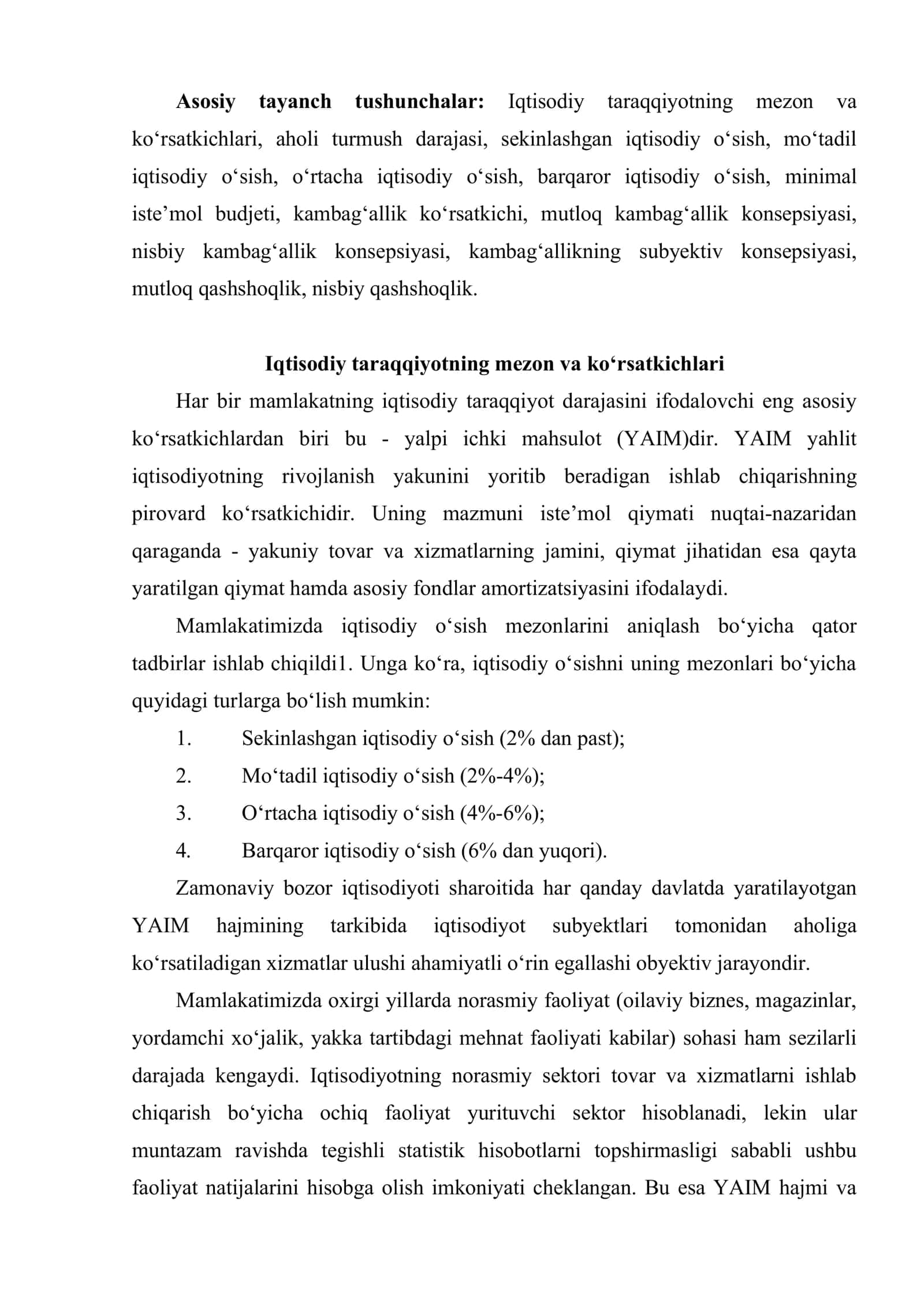 Iqtisodiy rivojlanishning mezon va ko‘rsatkichlari 2
